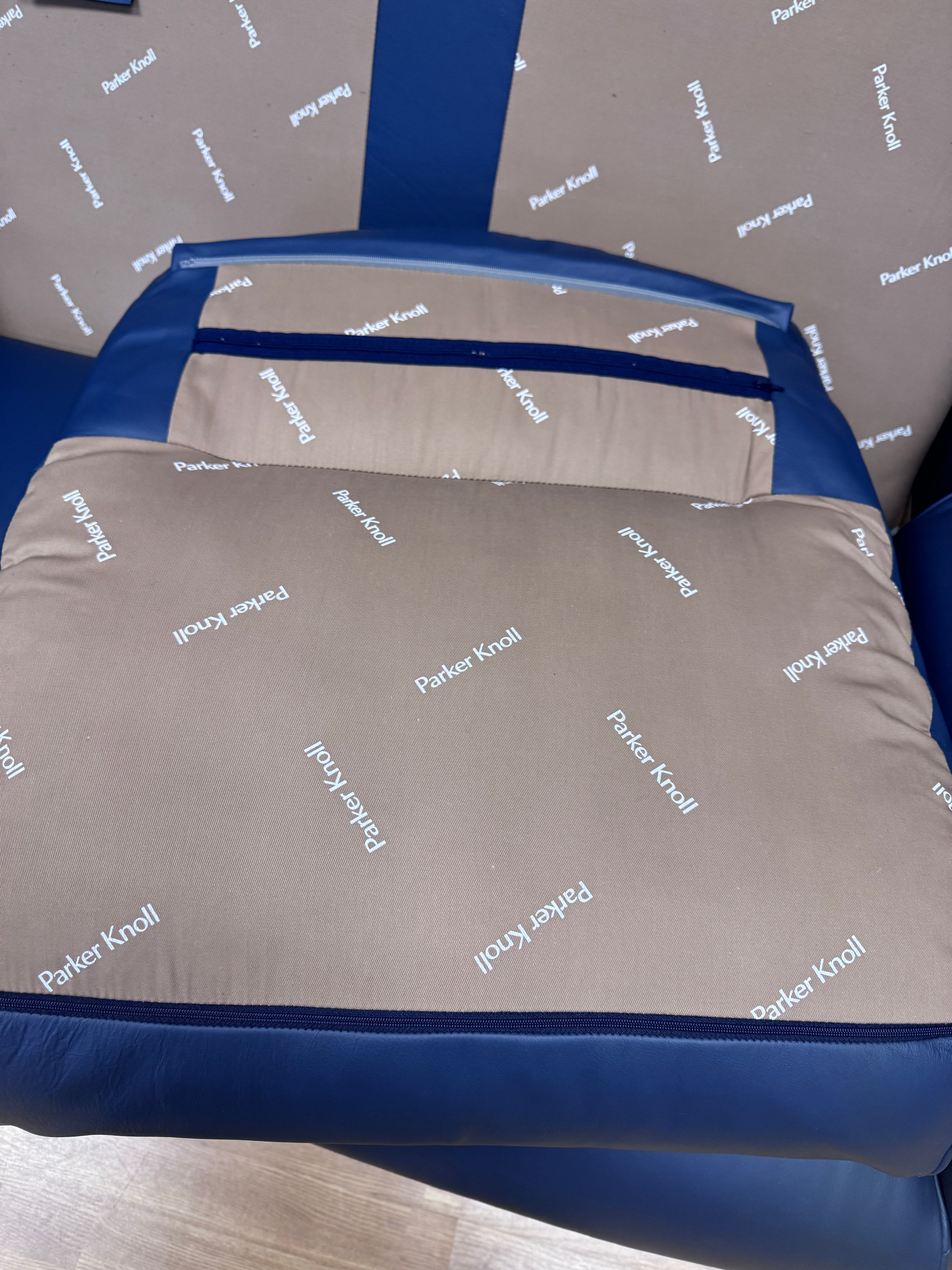 Parker Knoll Boston 2 seater sofa in Madri Storm blue leather (pair available)