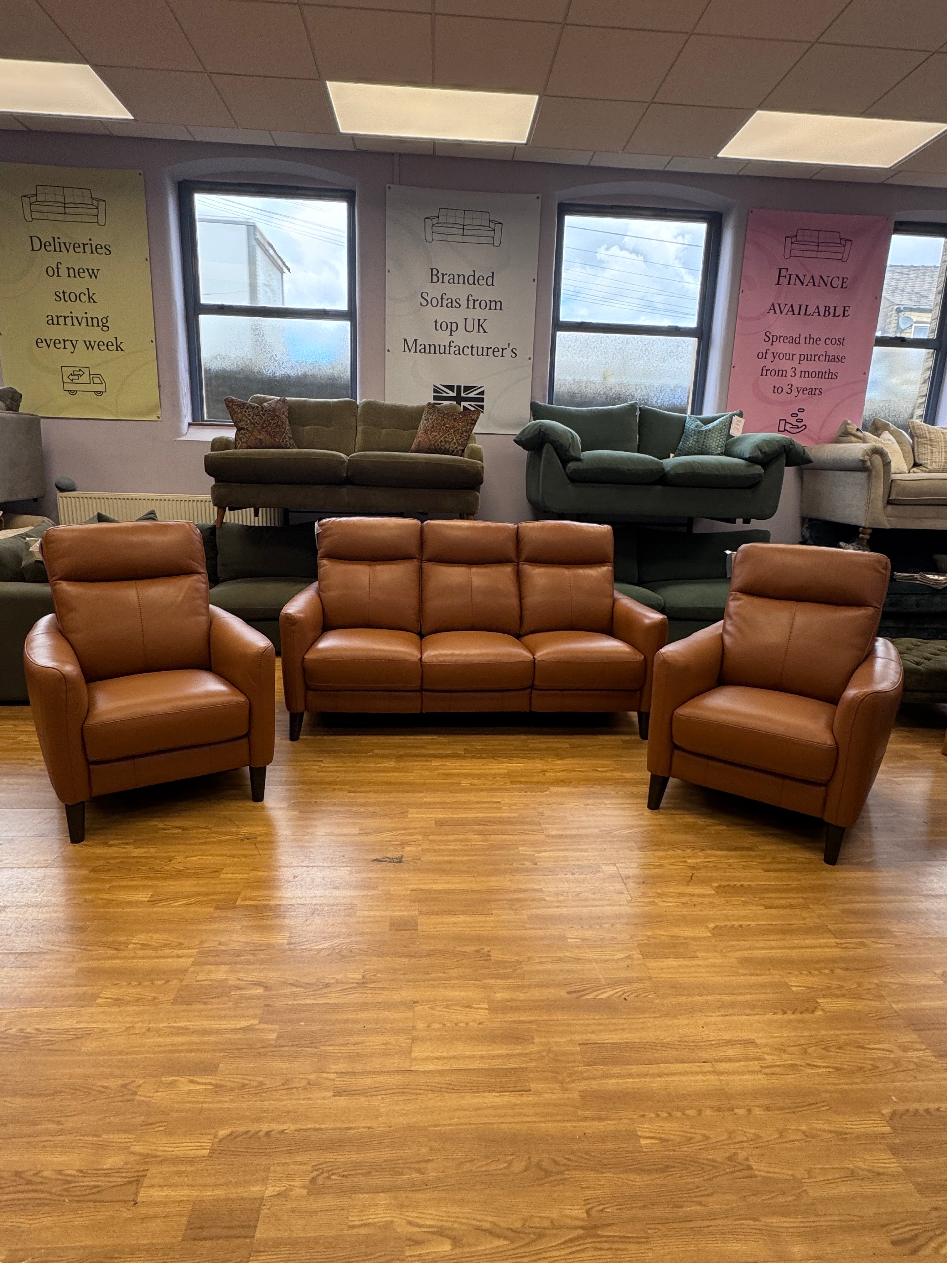 Contempo armchair in Pecan tan brown leather (pair available)