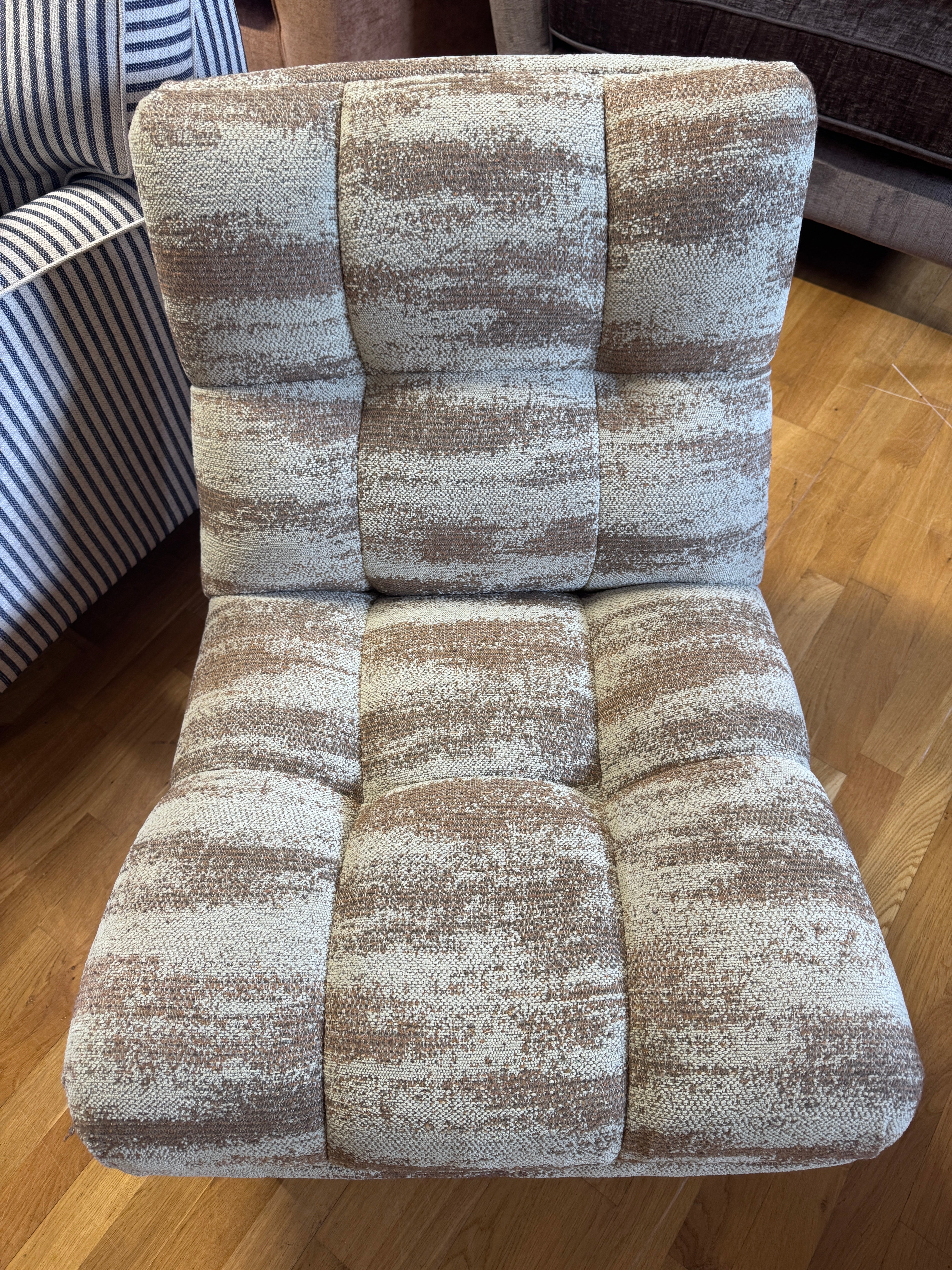At the Helm Paolo armless accent chair in natural and terracotta