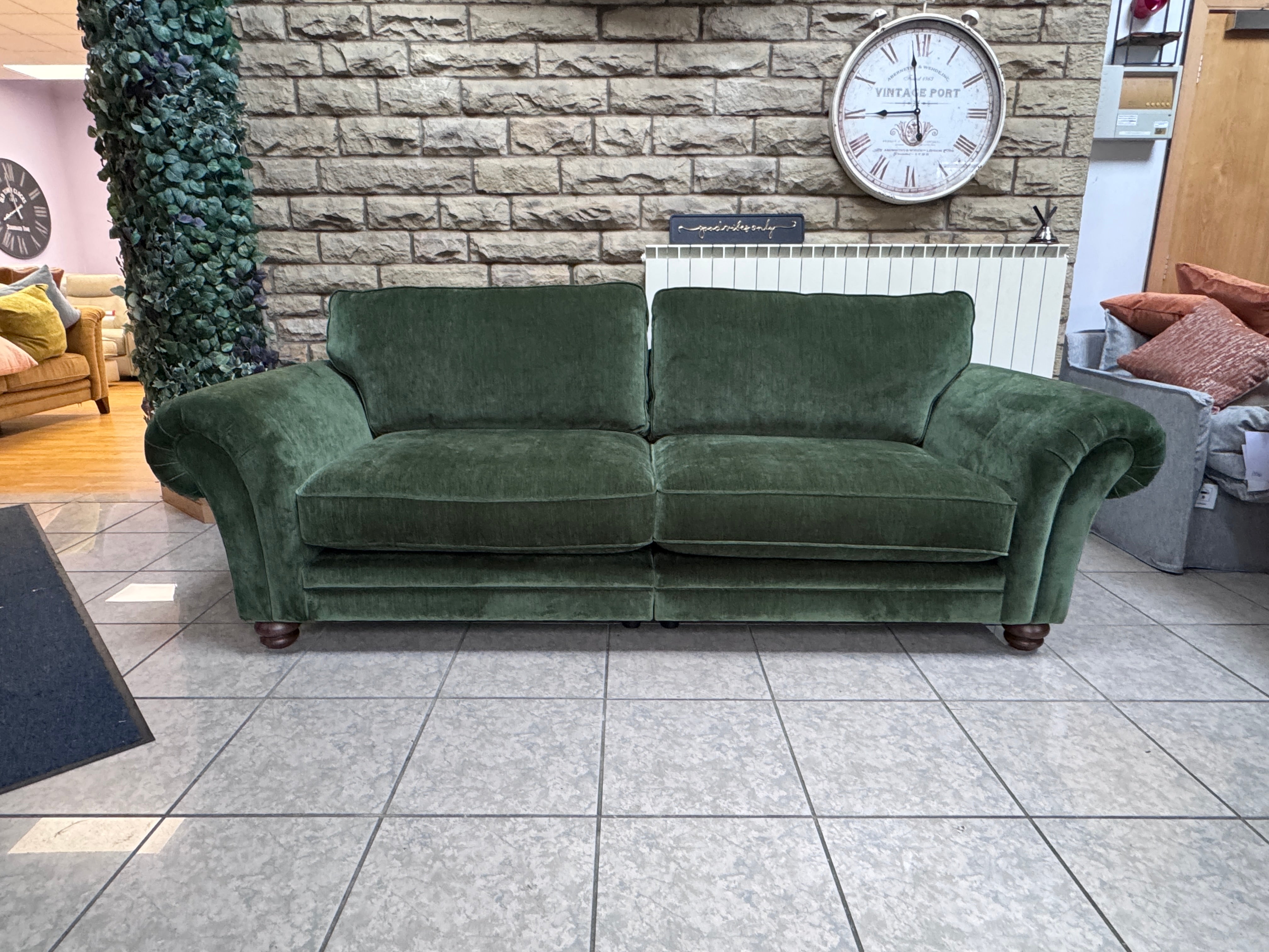 Cotswold XL 4 seater split sofa in Forest green velvet fabric