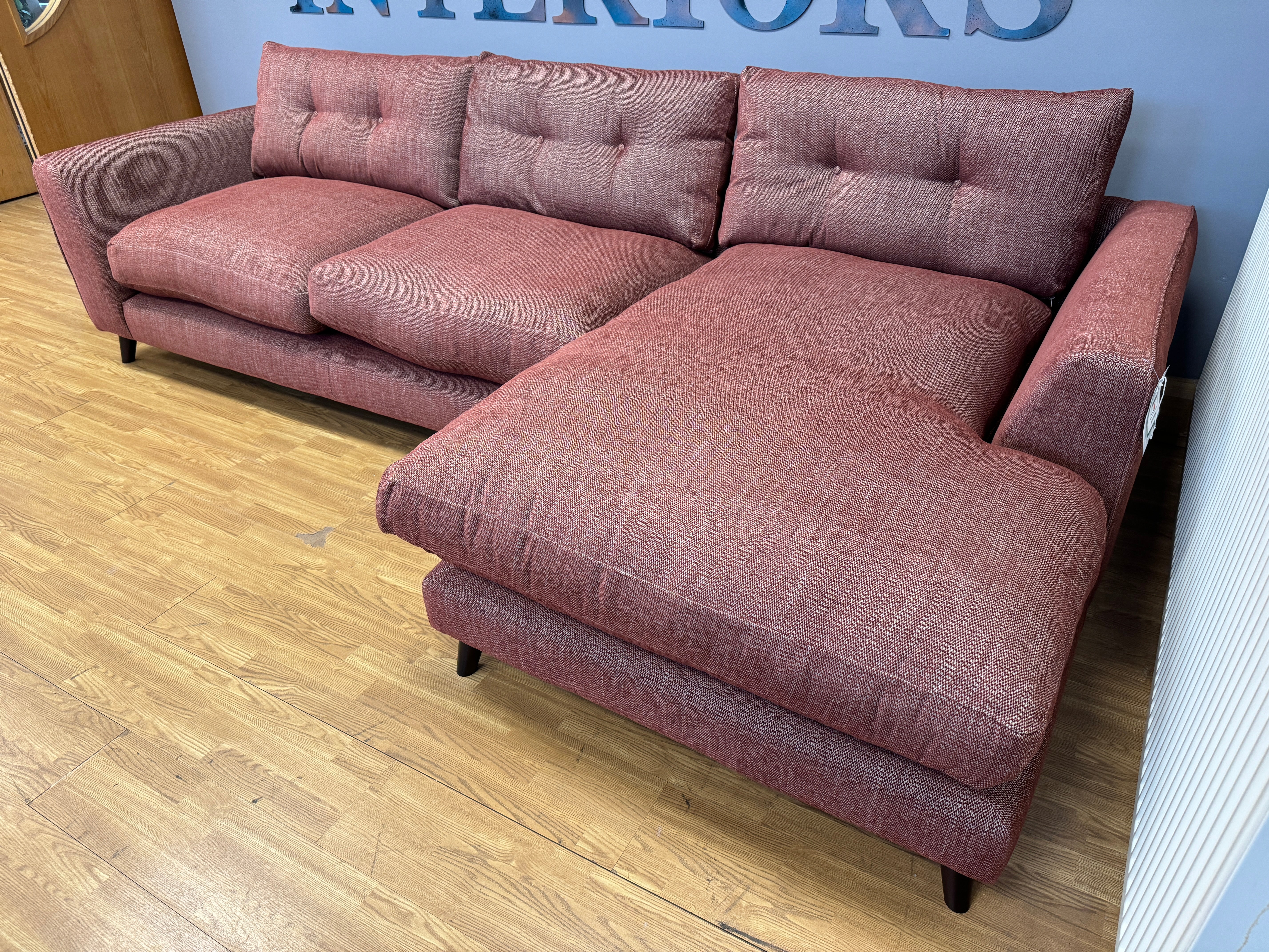 Grand Designs Farnham right facing 2 piece chaise sofa in terracotta mix weave