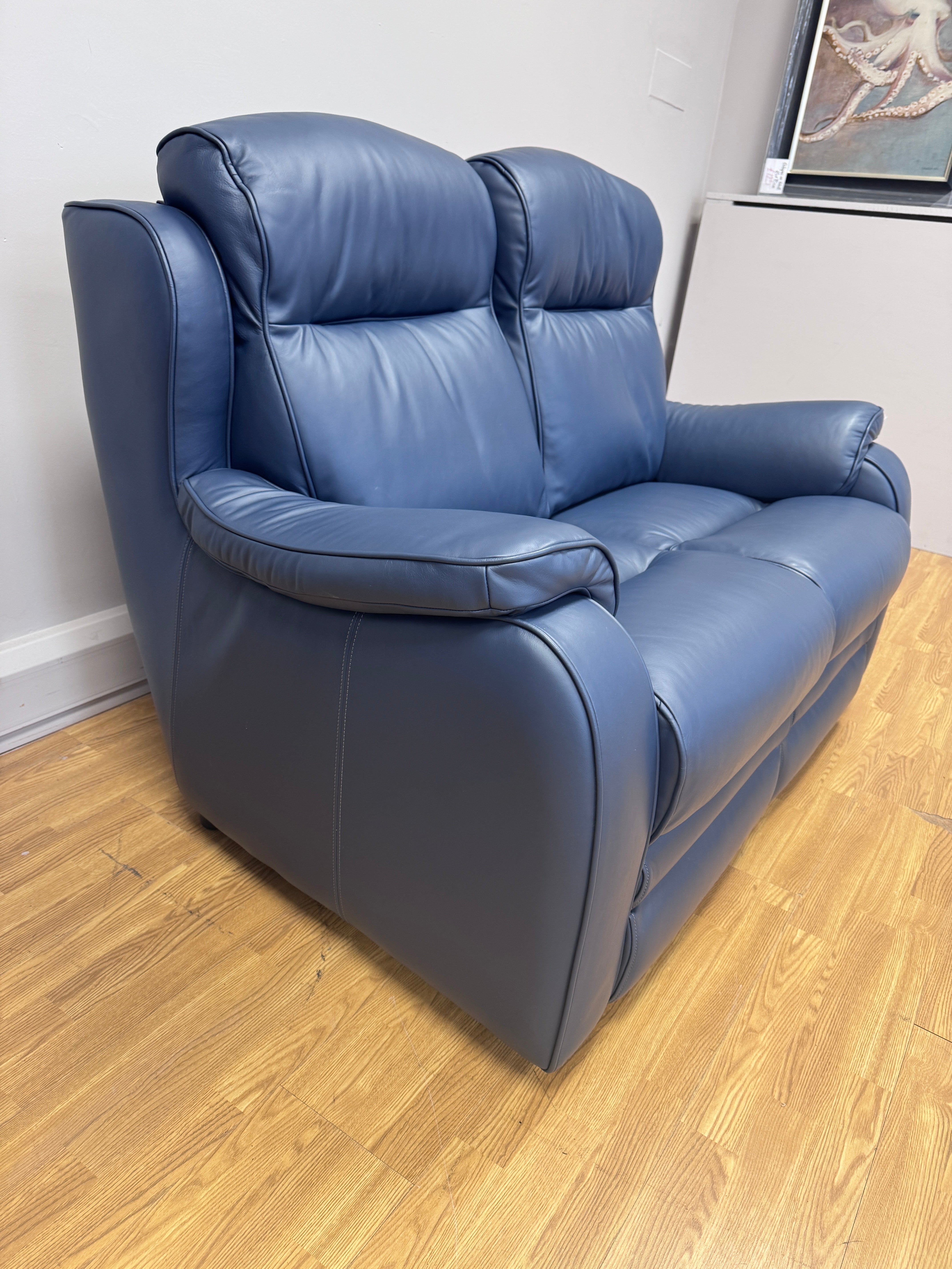 Parker Knoll Boston 2 seater sofa in Madri Storm blue leather (pair available)