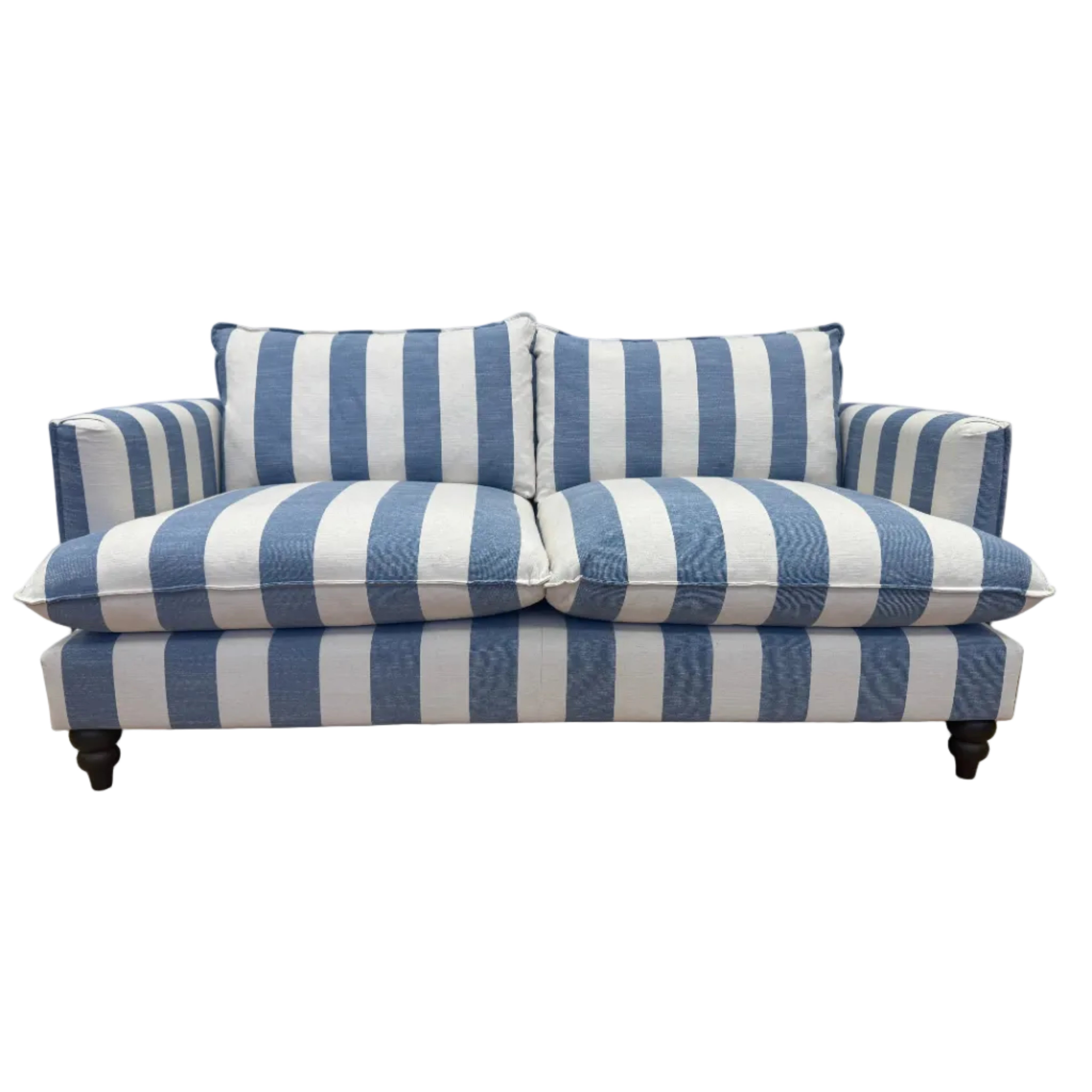 Howard 4 seater sofa in denim blue & white stripe fabric
