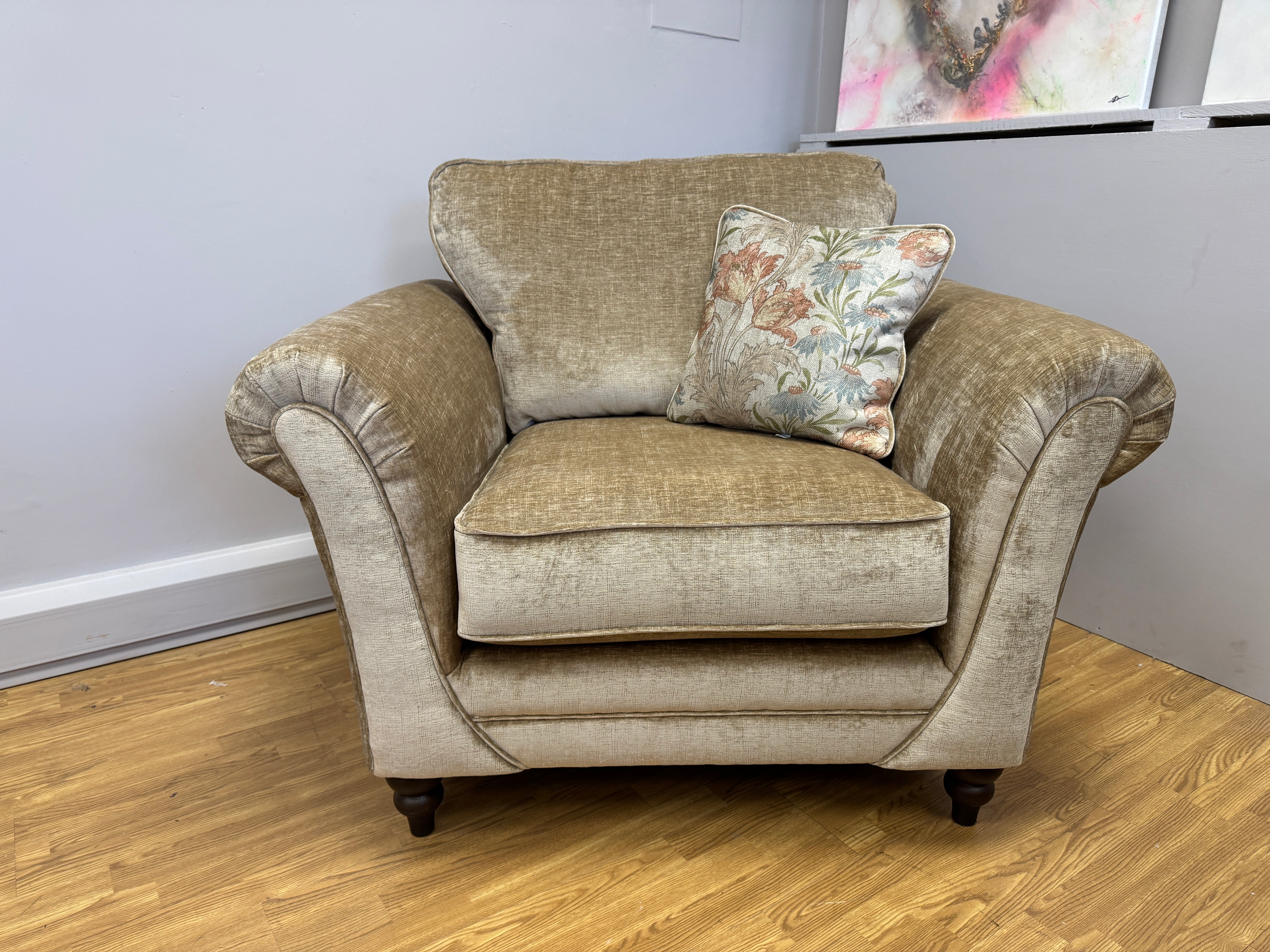 Danbury armchair in Dion Sand textured chenille fabric