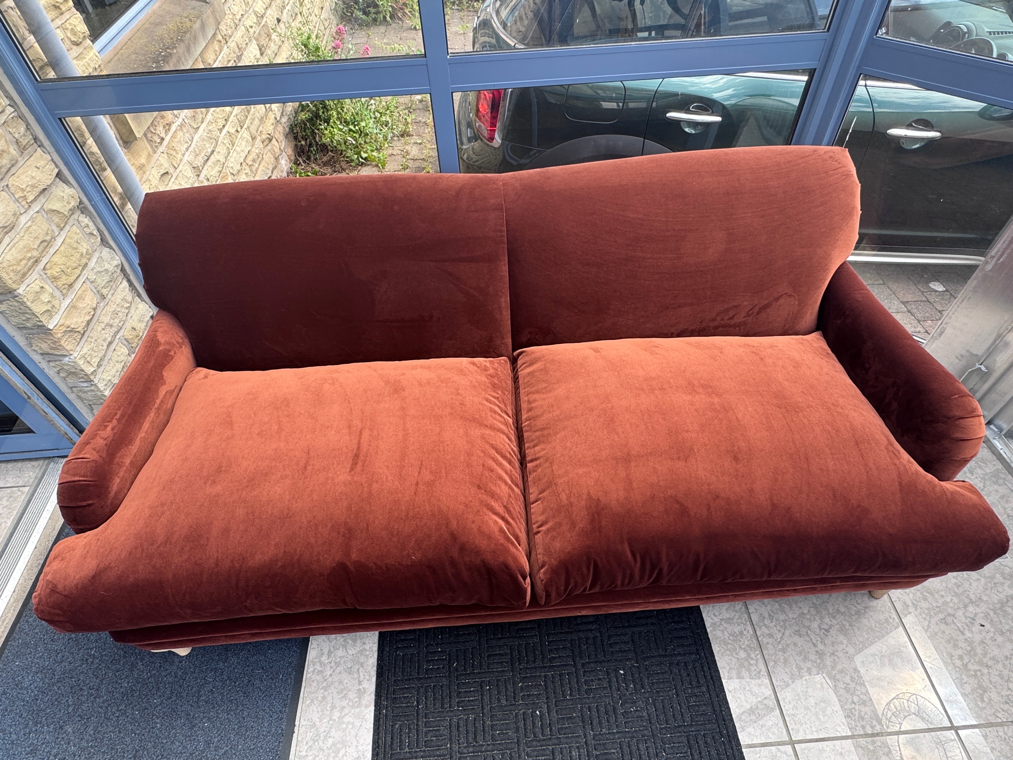 Pudding large sprung back 3 seater sofa in Marmalade clever velvet