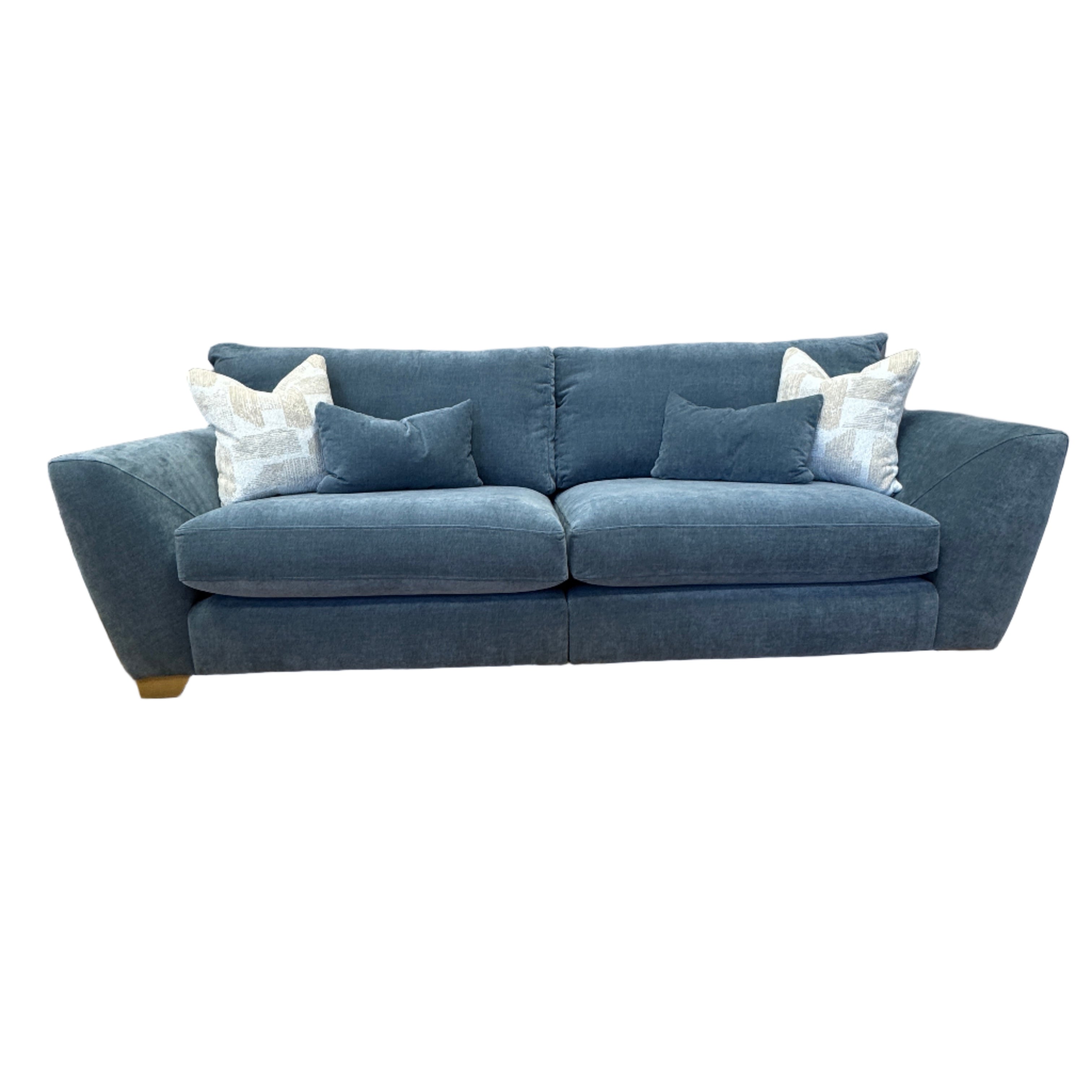 Mala 4 seater split sofa in Ellis Aqua blue fabric