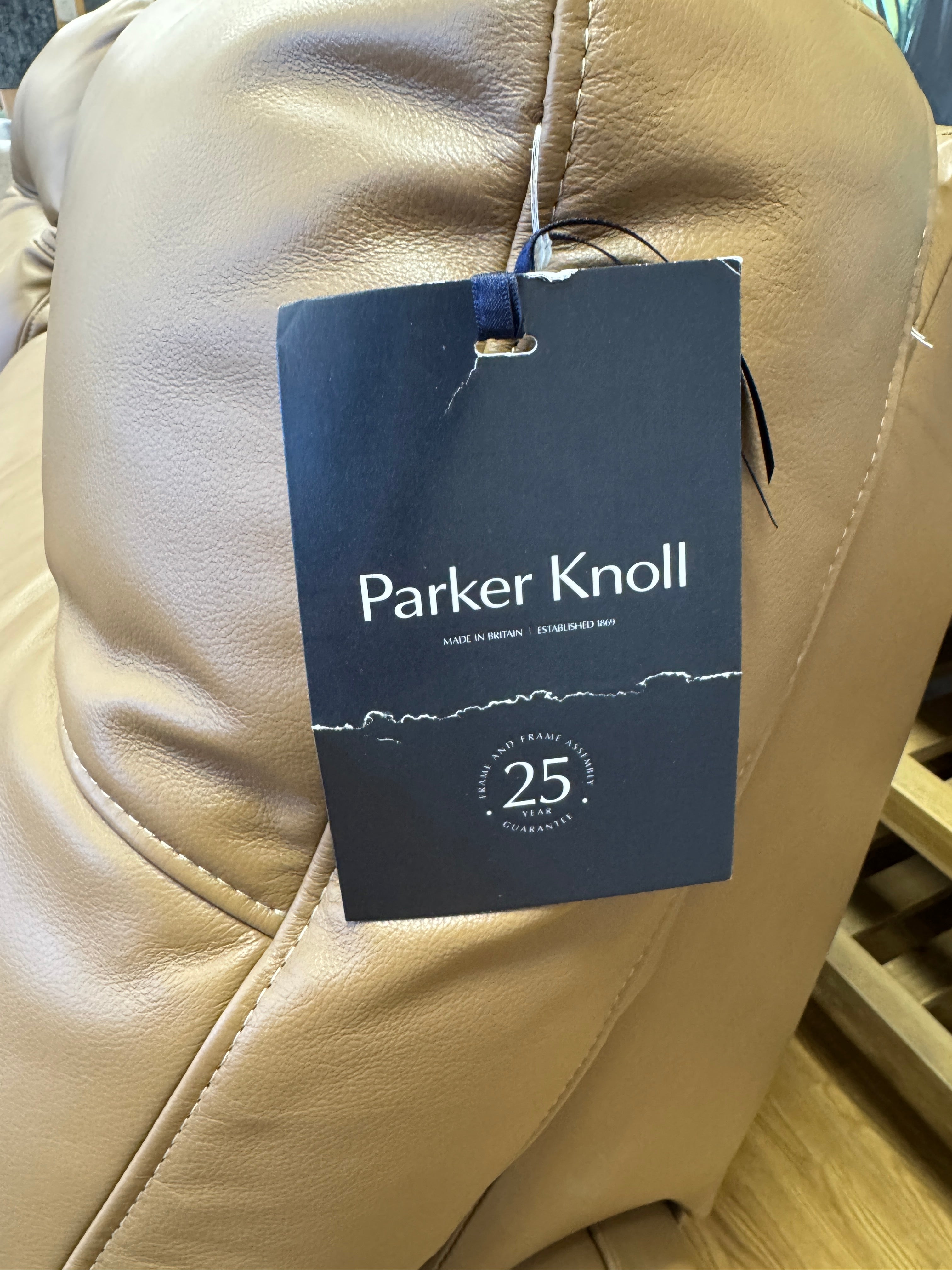 Parker Knoll Hudson 2 seater sofa in soft caramel brown leather
