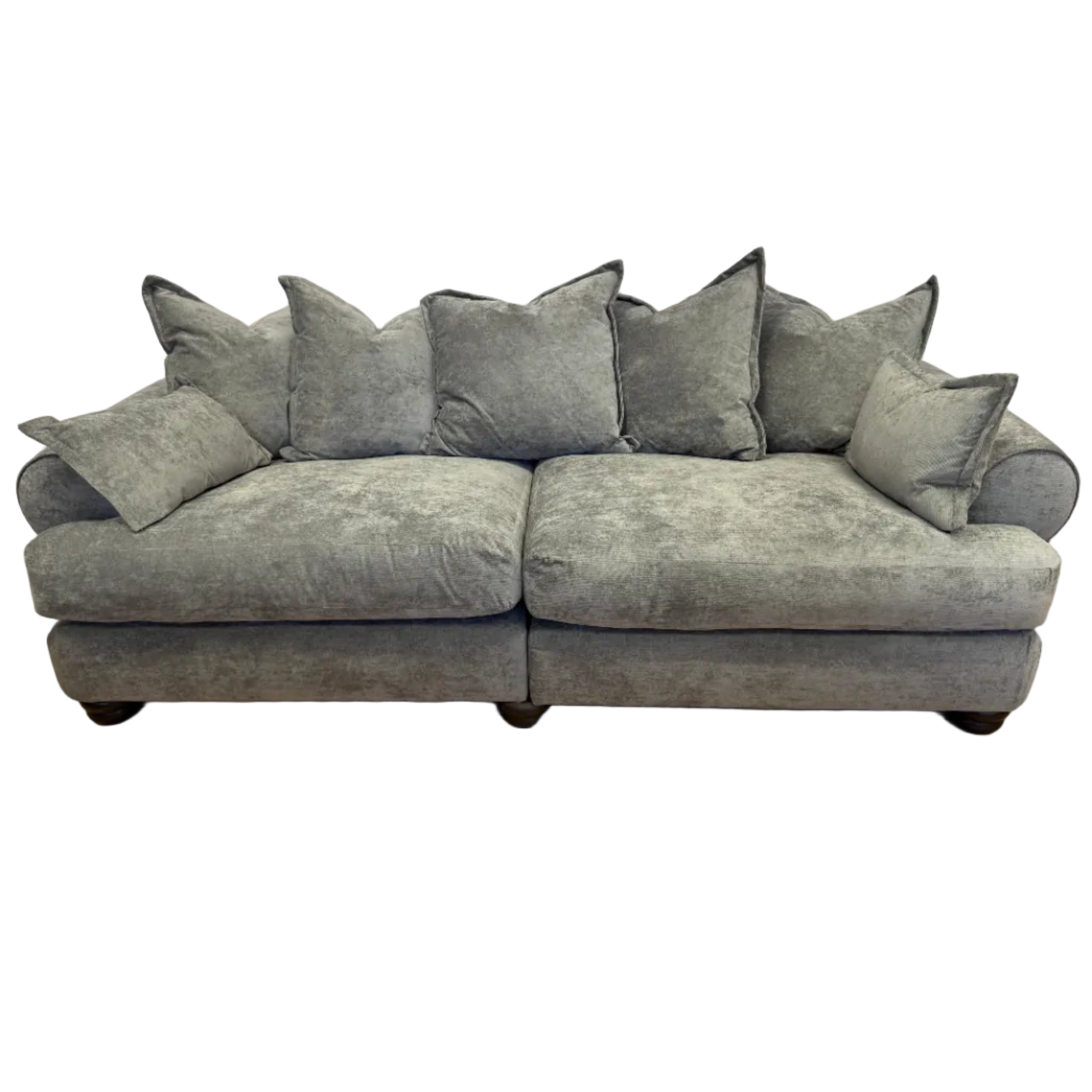 Horatio split 4 seater cushion back sofa in Kingston grey fabric