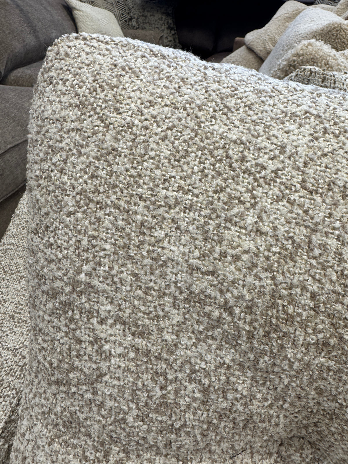 Lisbon 3 seater sofa with removable headrests in soft natural mix boucle fabric