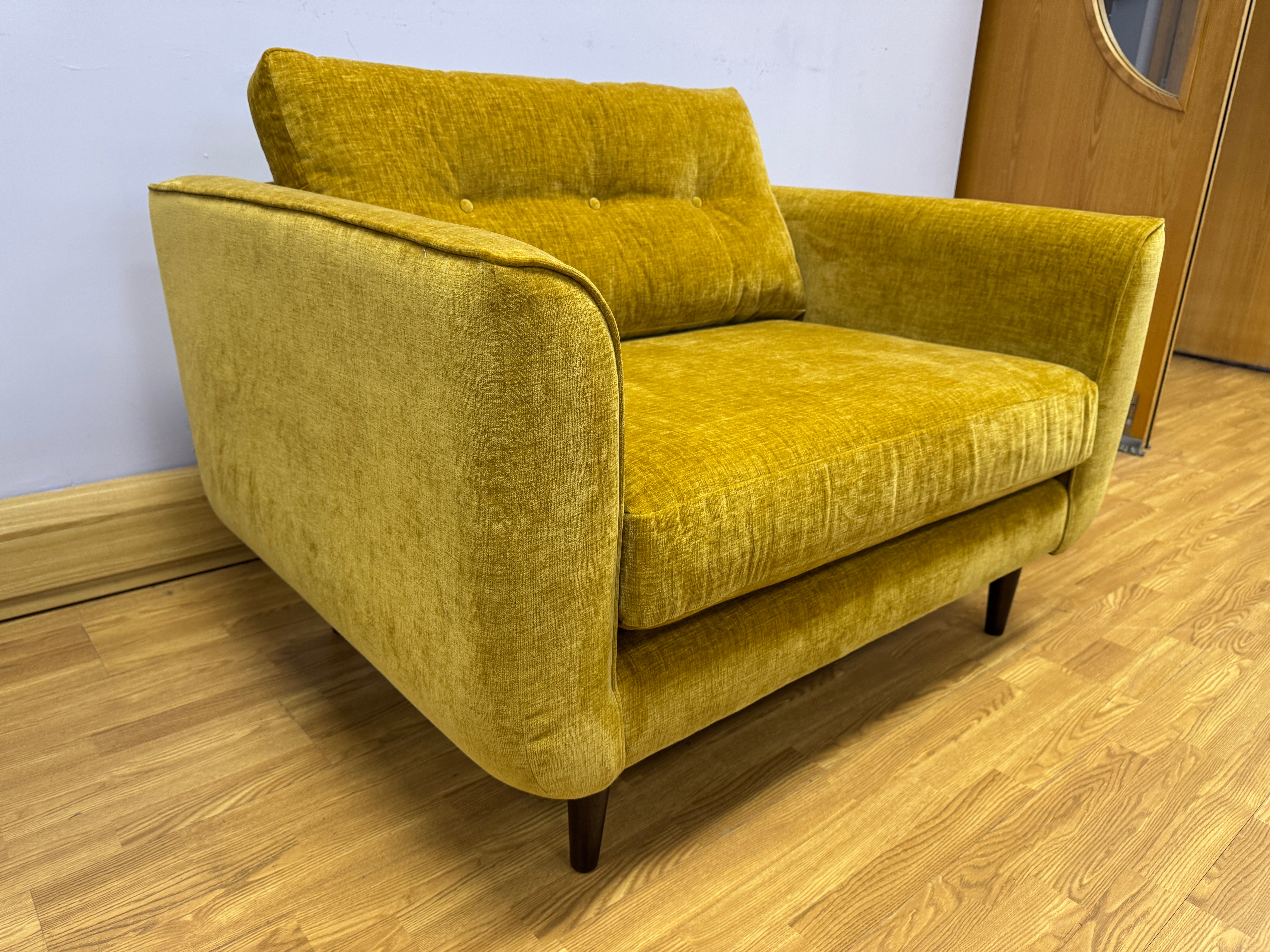 Orla Kiely Linden loveseat in Sunflower Derry chenille fabric