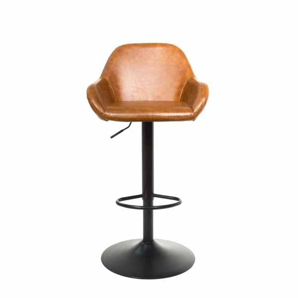 Chevy gas lift bar stool in vegan leather with baseball stitching