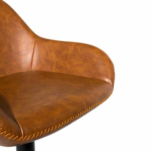 Chevy gas lift bar stool in vegan leather with baseball stitching
