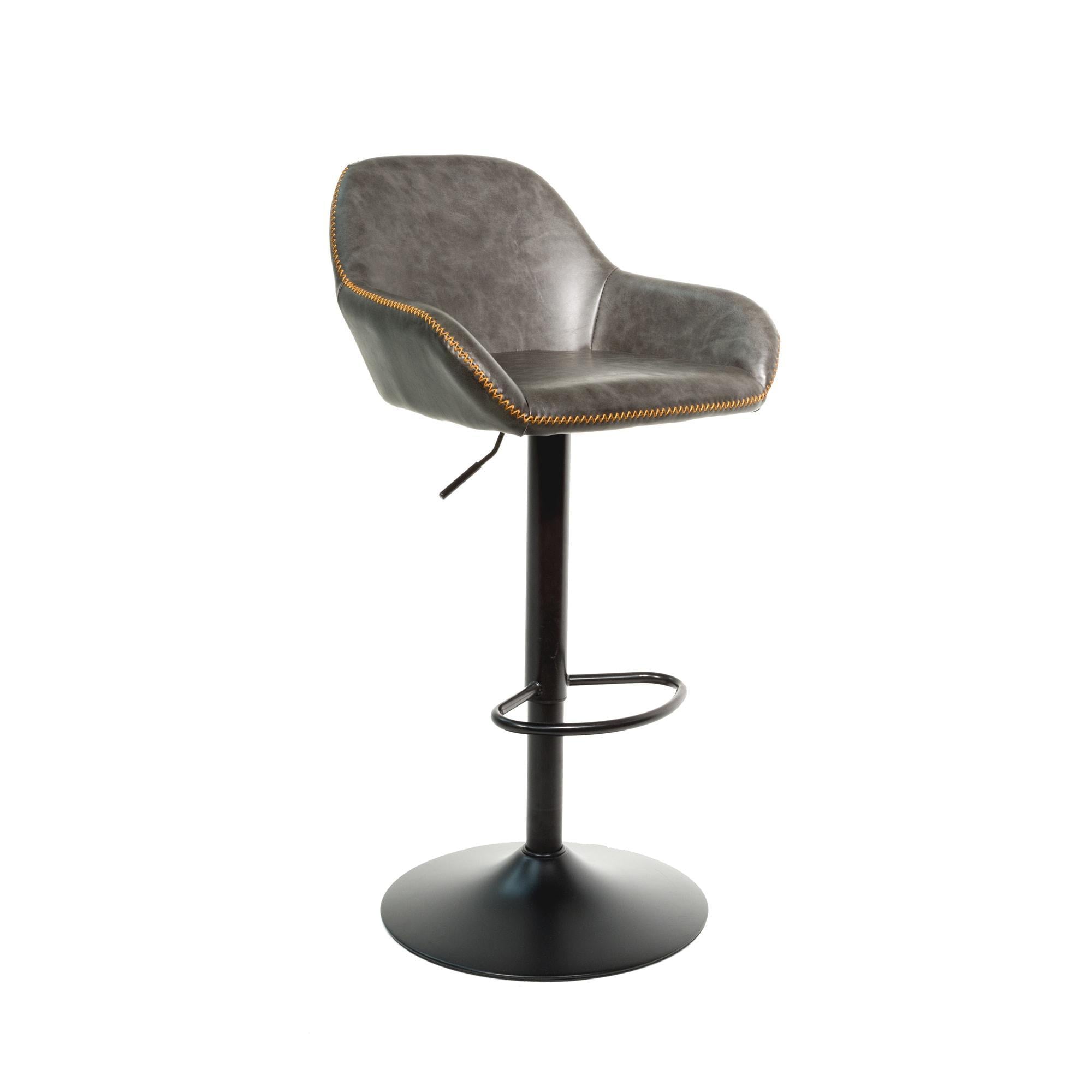 Chevy gas lift bar stool in Grey vegan leather - Pair of 2