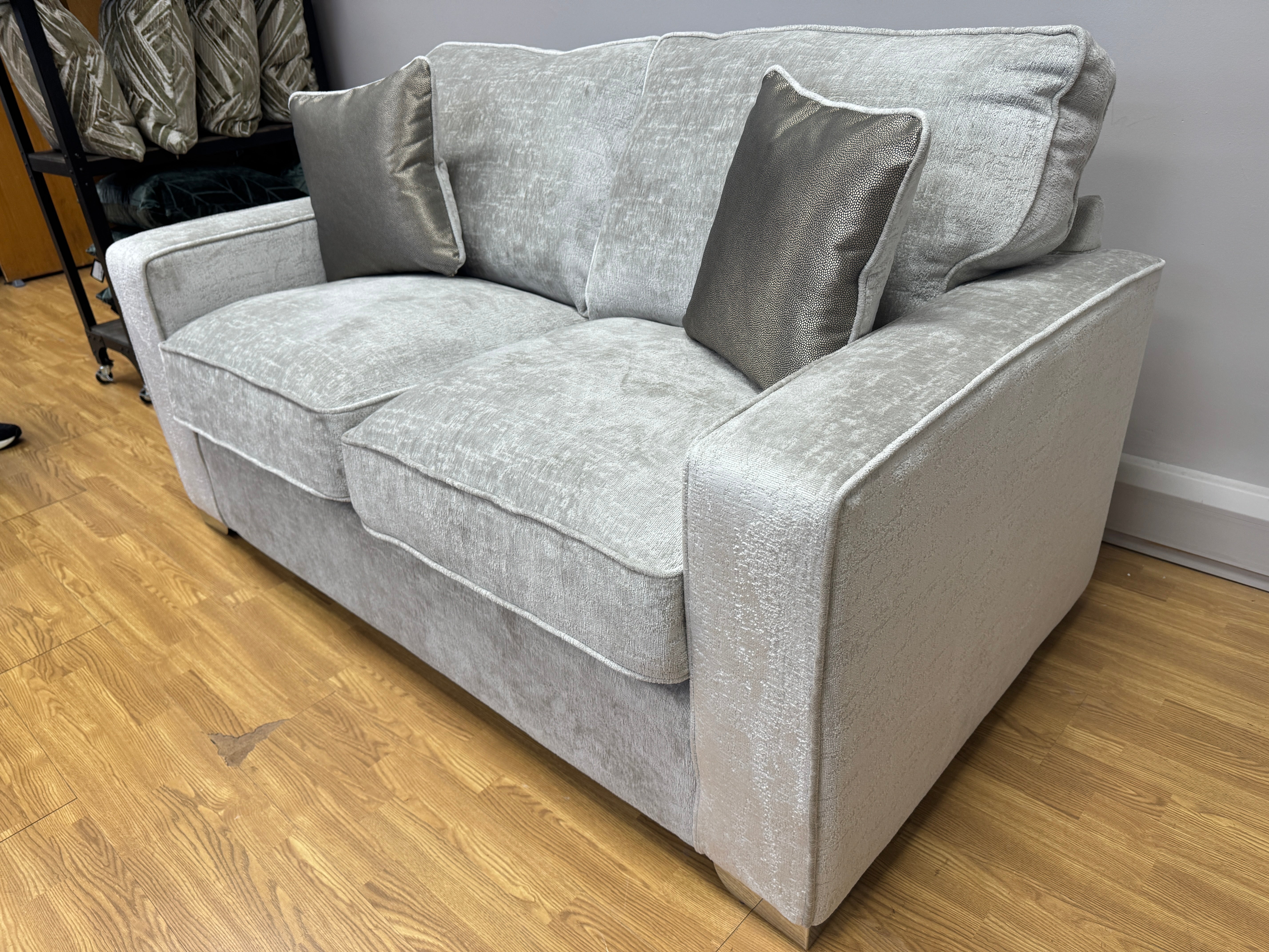 Chicago 2 seater sofa in Aaron Silver textured chenille