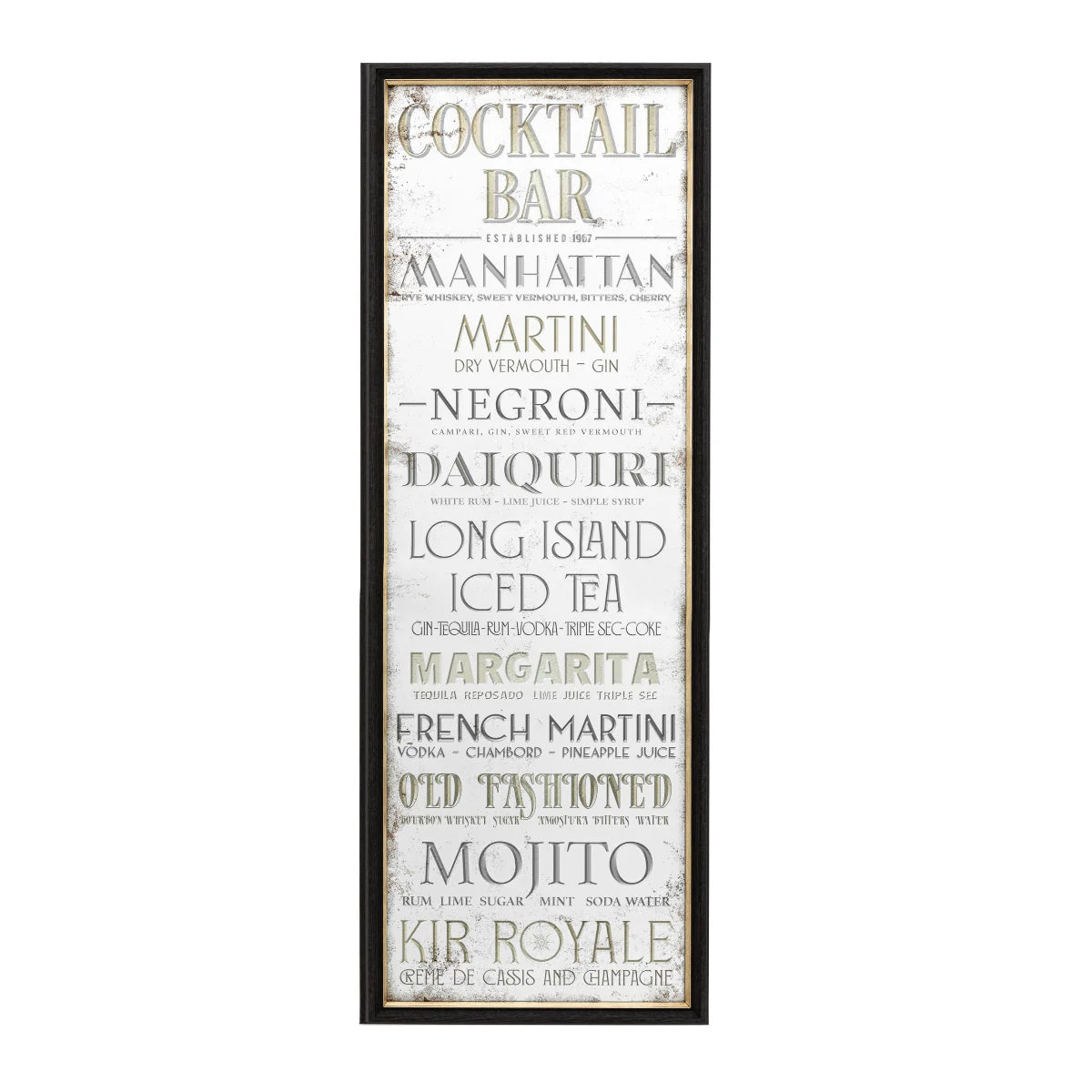 Cocktail Mirror framed wall art 40 x 110cm