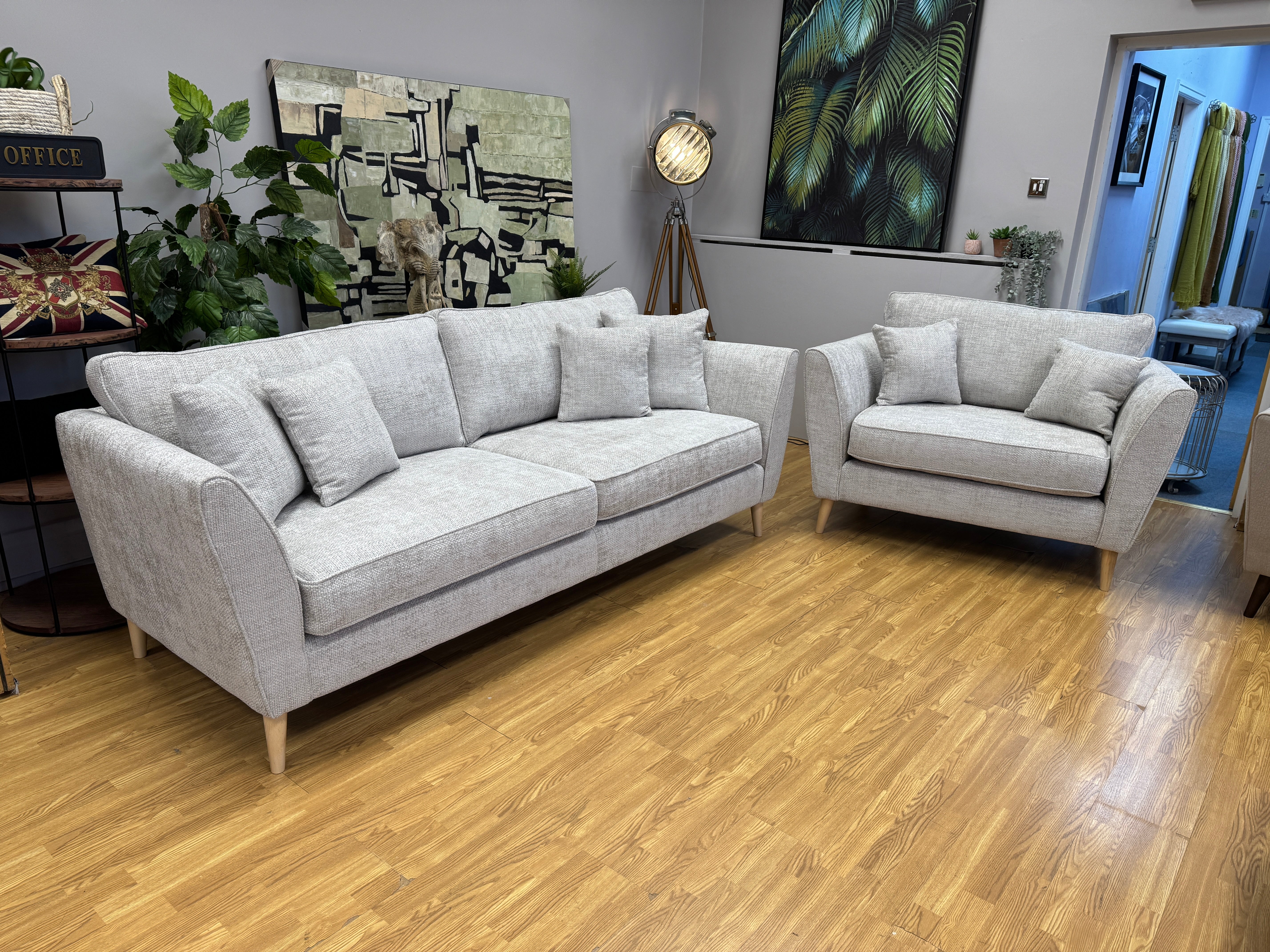 Tabitha from Furniture Village 4 seater sofa in Cream / Ivory chenille cross weave