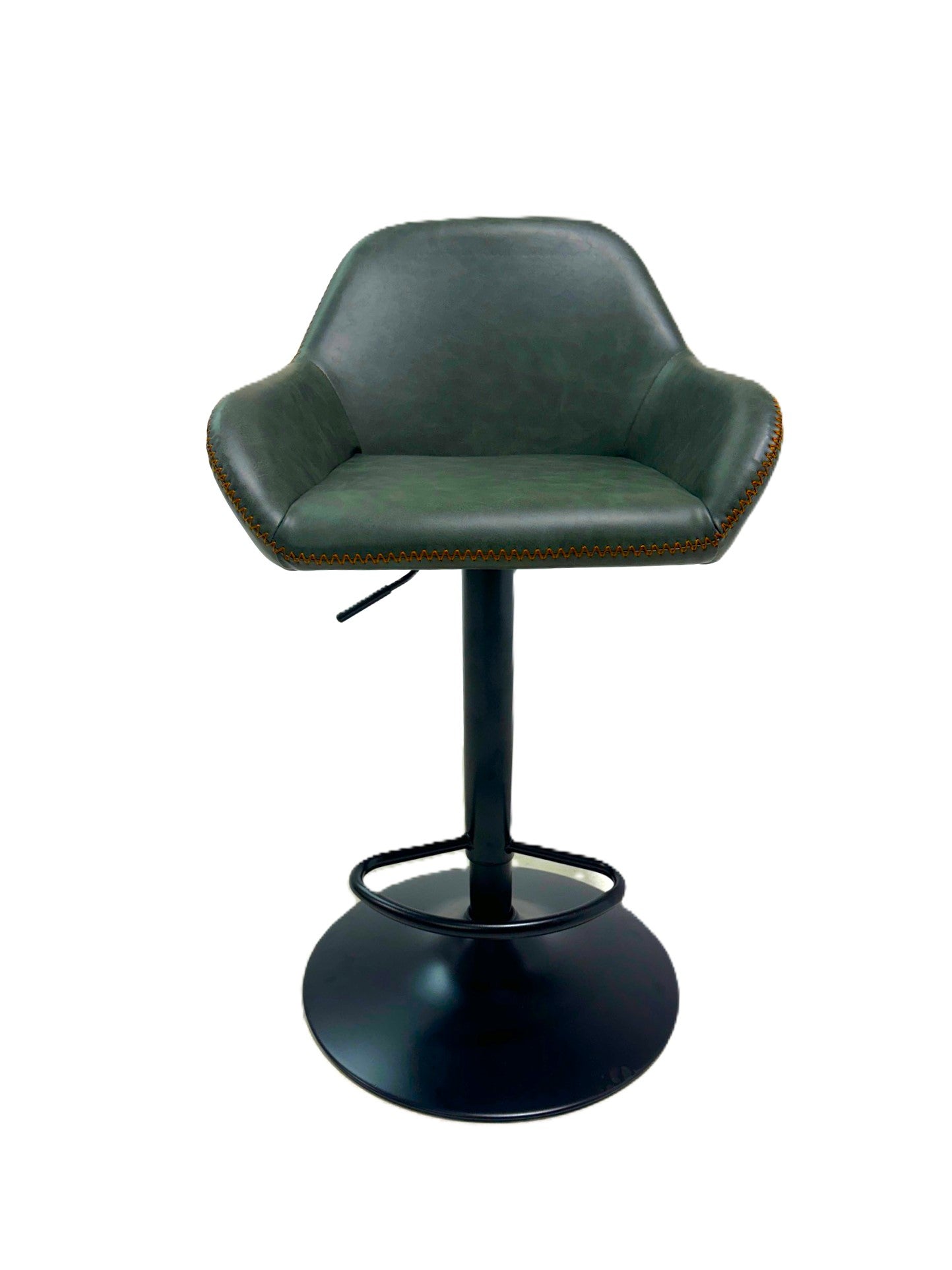 Chevy gas lift bar stool in Green vegan leather - Pair of 2
