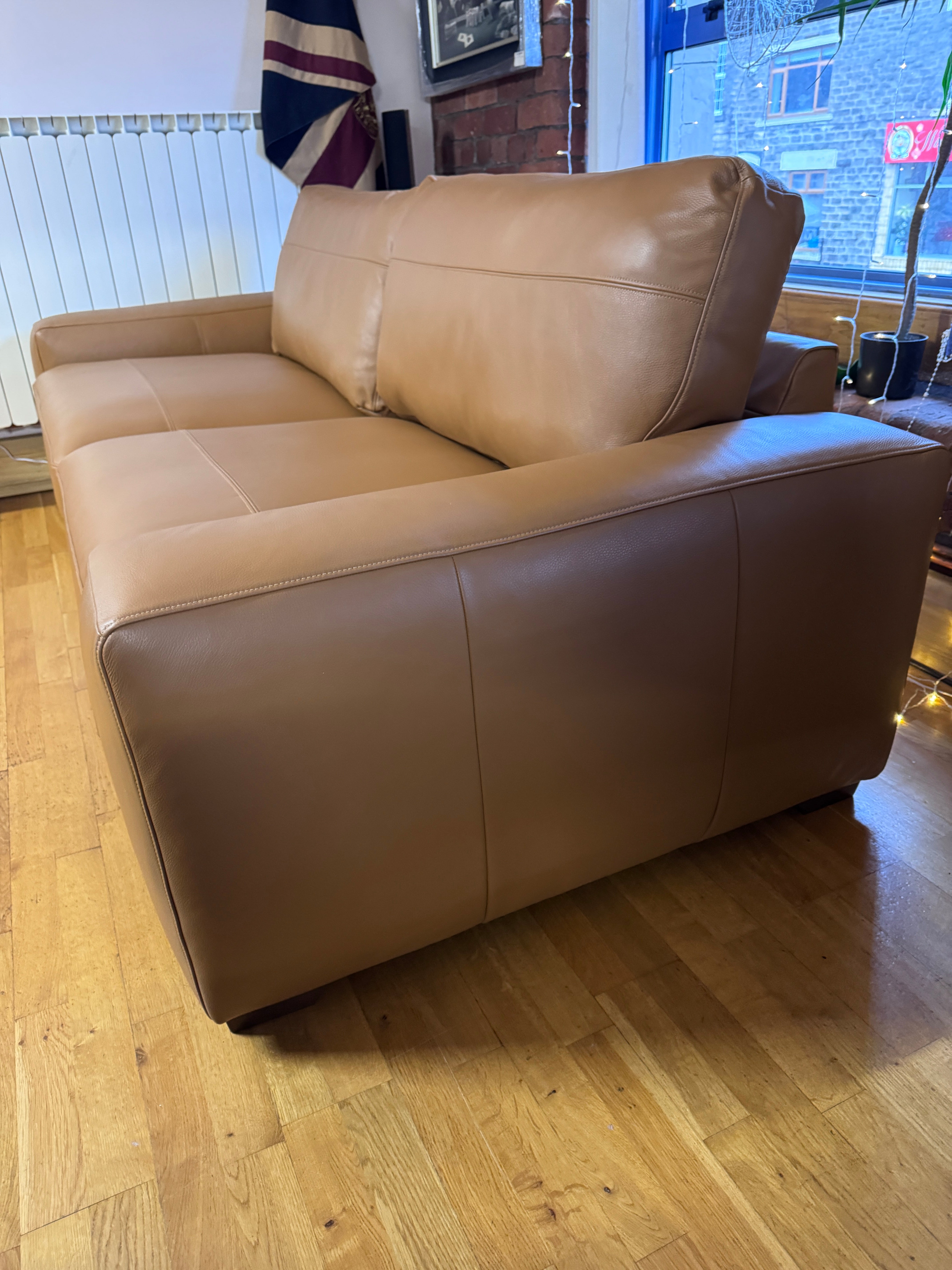 Next Houghton large 4 seater split sofa in Tan Turin leather