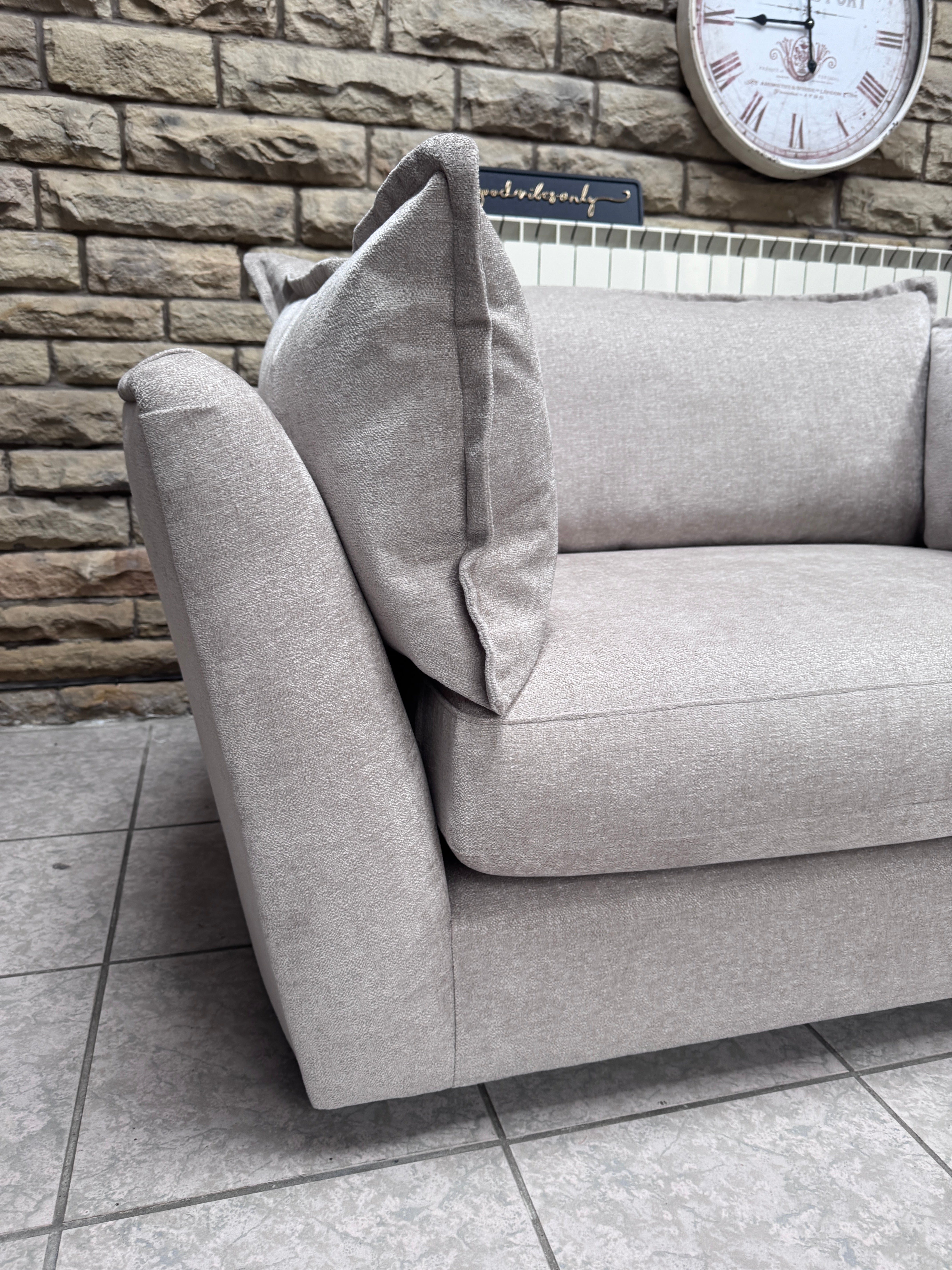 Luca large loveseat / cuddle chair / small sofa in Stone textured chenille fabric