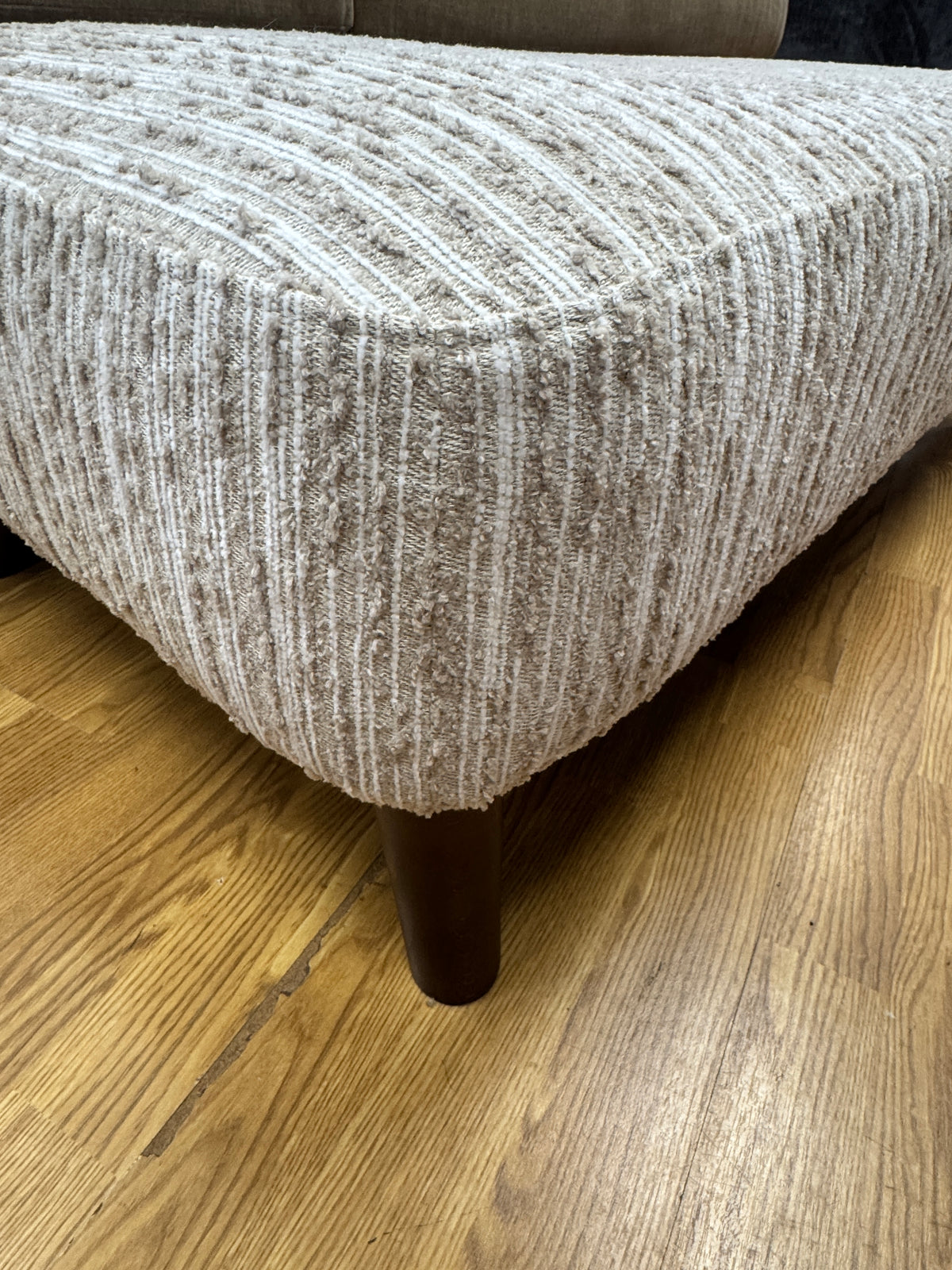 Rowen footstool in ivory haze stripe fabric