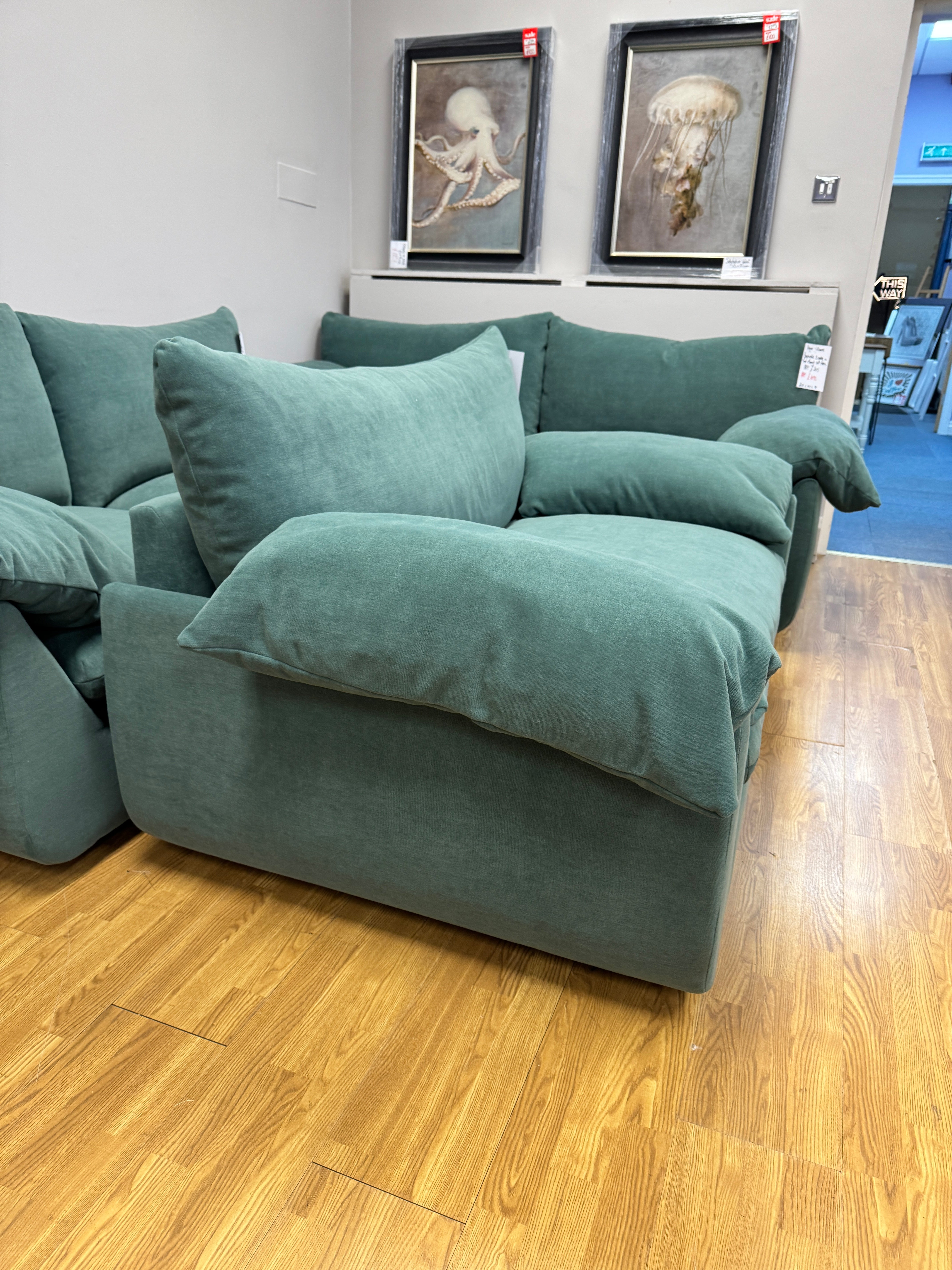 Bayside 2 seater sofa in Teal Midnight soft fabric