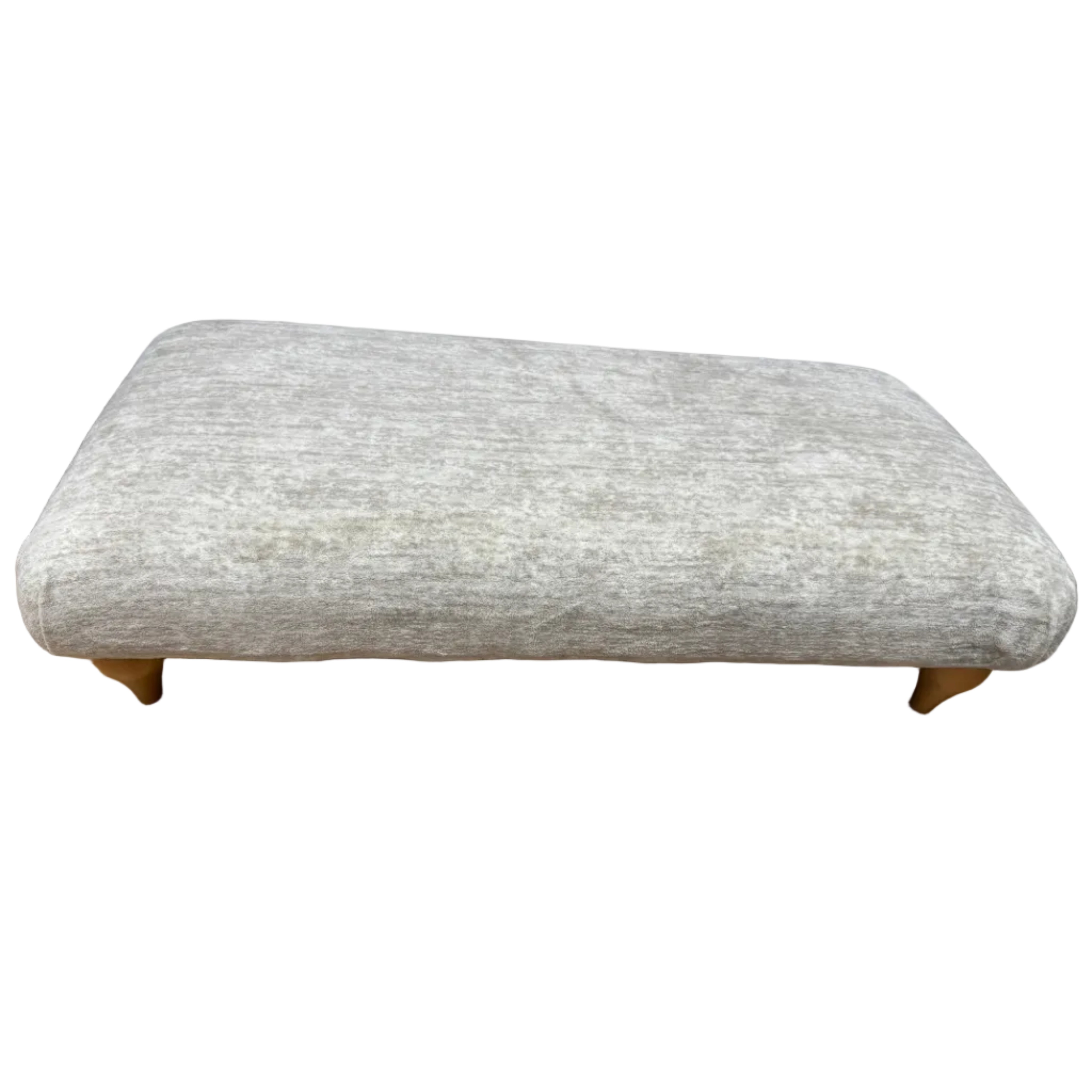 Parker Knoll Plaza bench style large footstool in Ivory Sherpa mix fabric