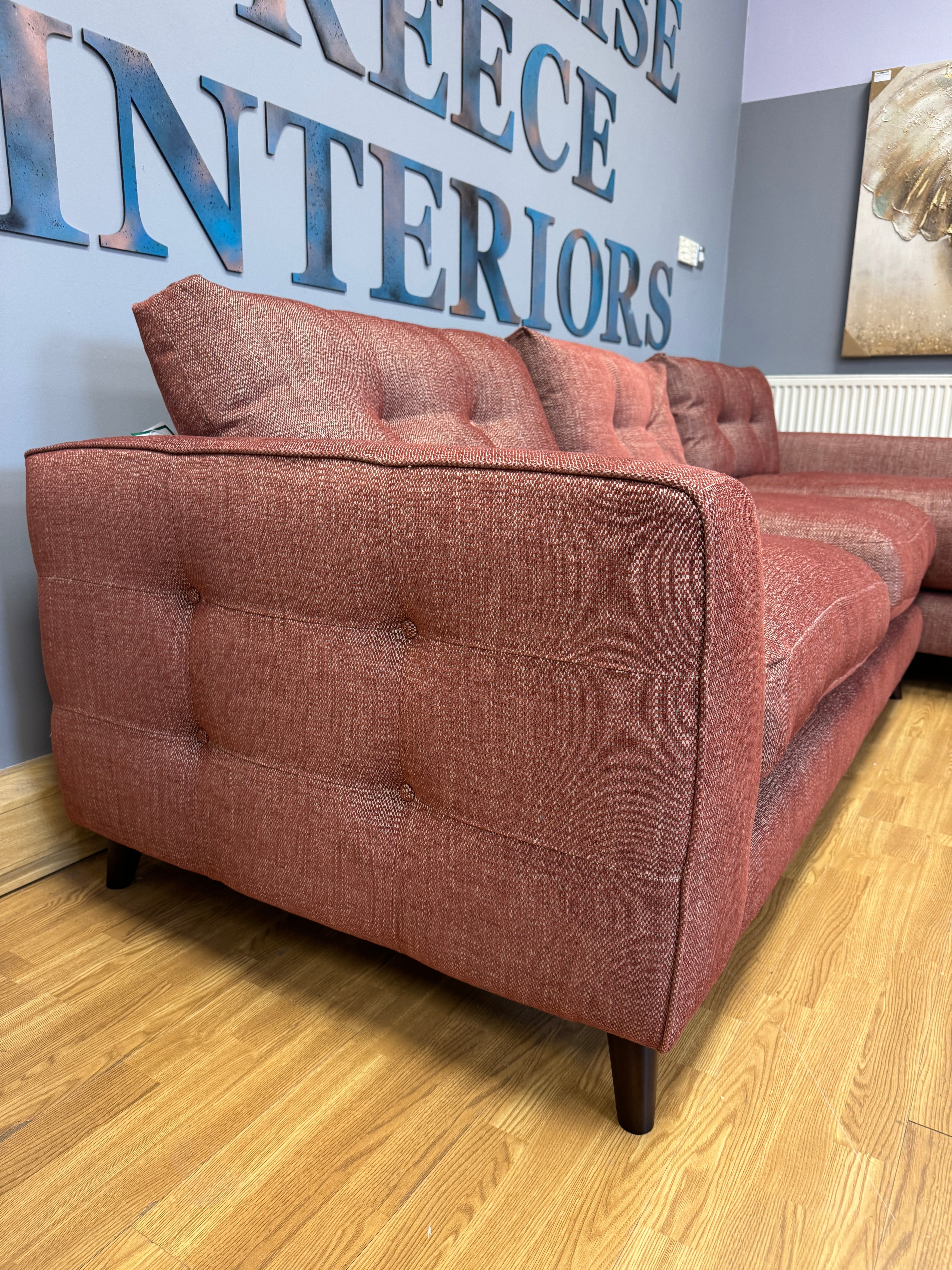 Grand Designs Farnham right facing 2 piece chaise sofa in terracotta mix weave