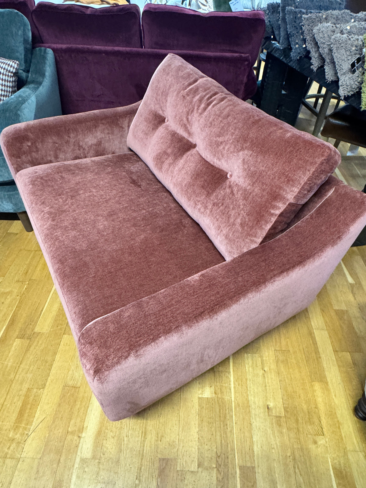 Lisbon loveseat in Witton Brick soft chenille fabric