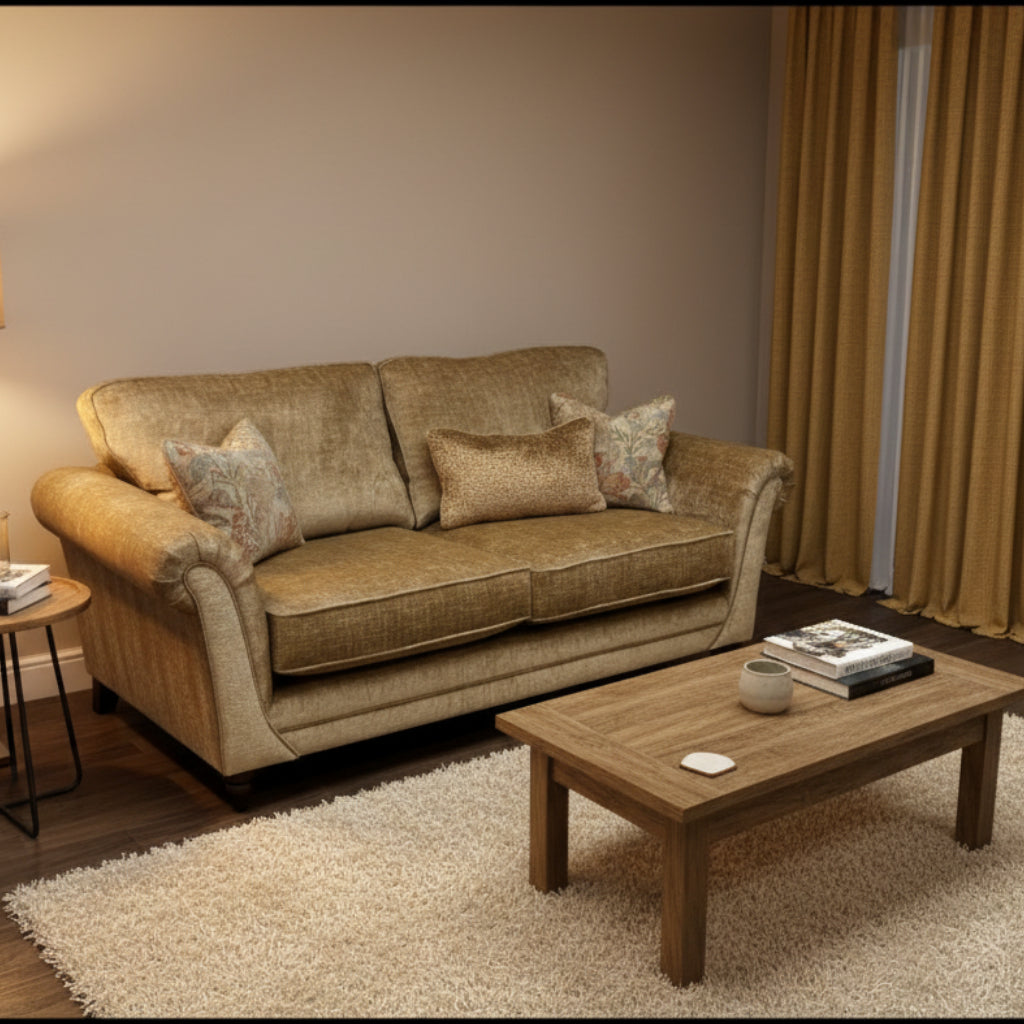 Danbury 3 seater sofa in Dion Sand textured chenille fabric