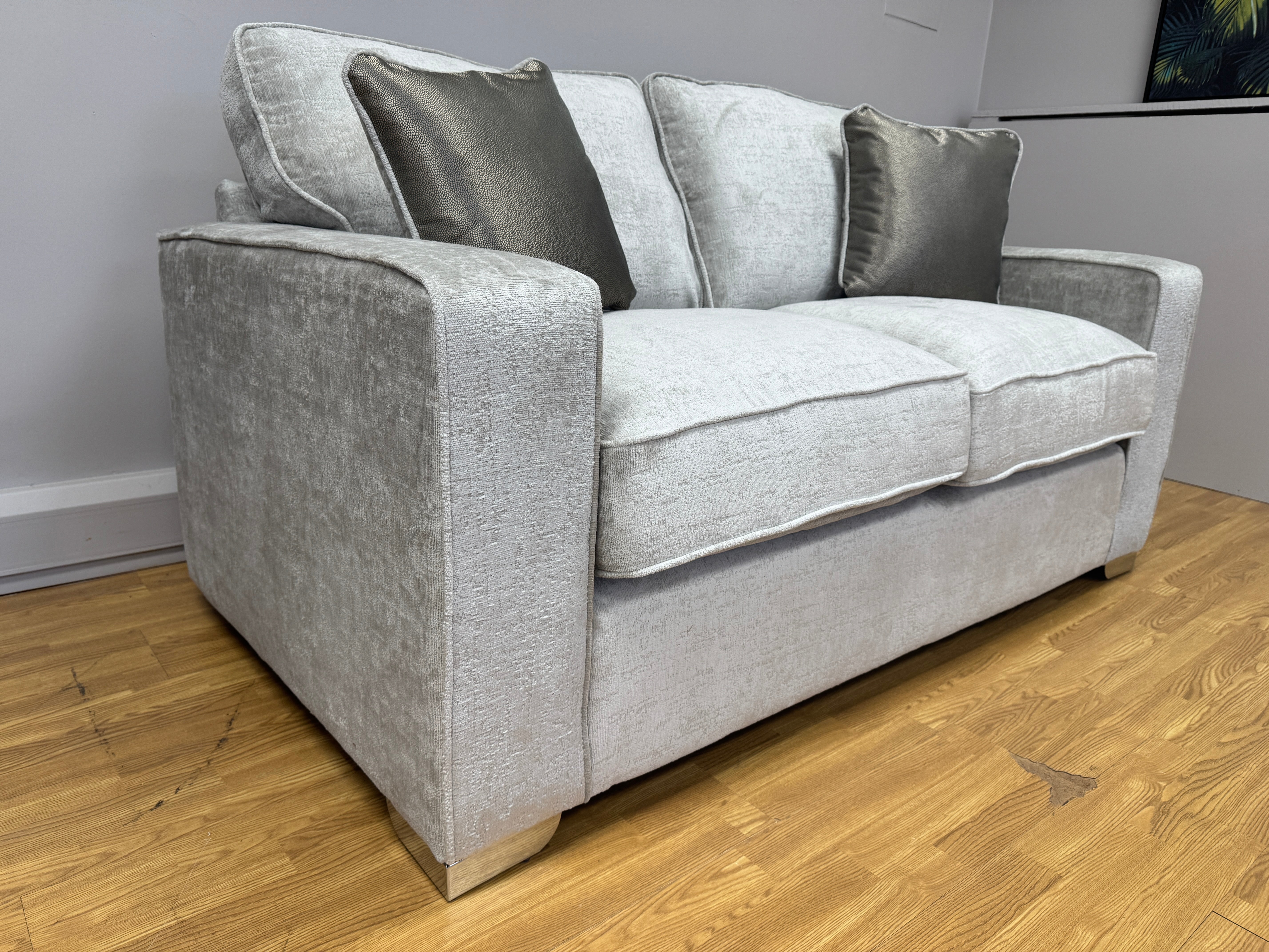 Chicago 2 seater sofa in Aaron Silver textured chenille