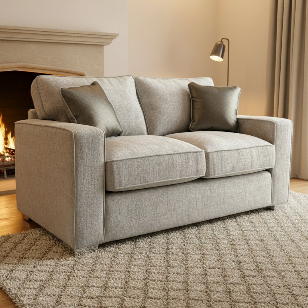 Chicago 2 seater sofa in Aaron Silver textured chenille