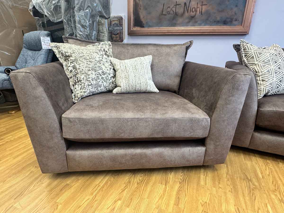 Matteo Large Loveseat / Cuddle chair in Kenzo Chocolate brown marble velvet