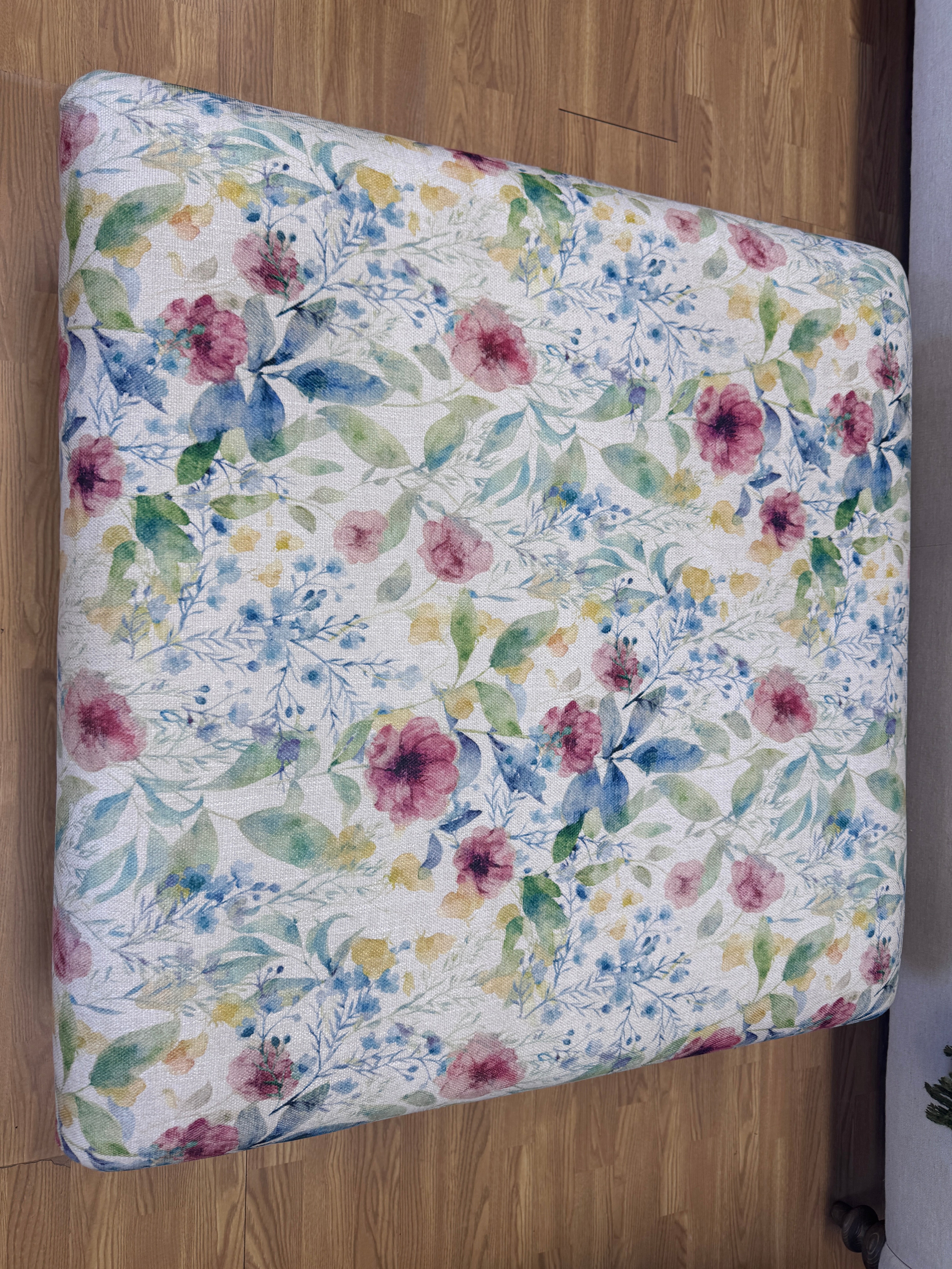 Lacey large square Footstool in Spring Floral fabric