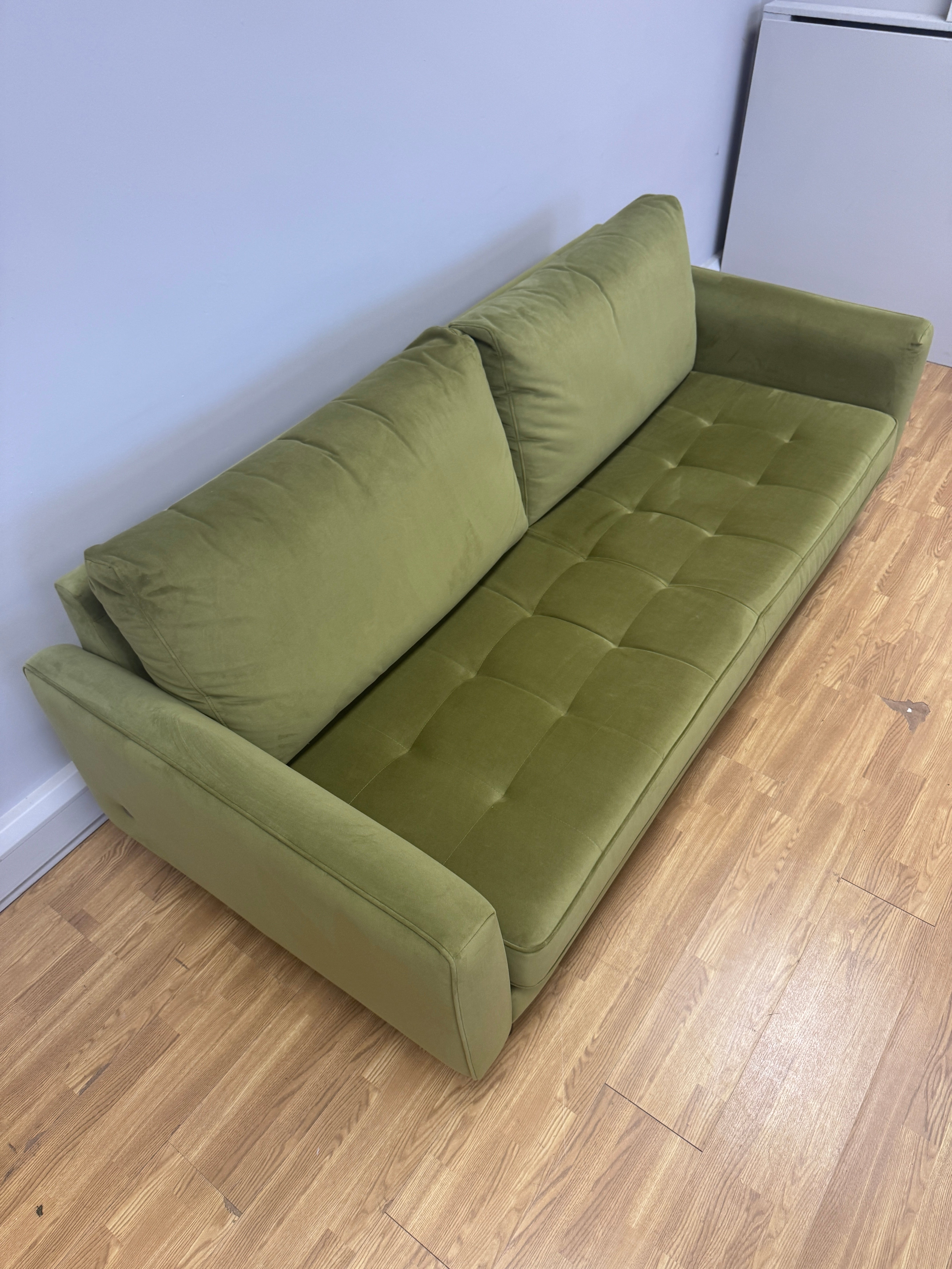 G Plan Vintage Ridley large 3 seater bench seat sofa in apple green velvet