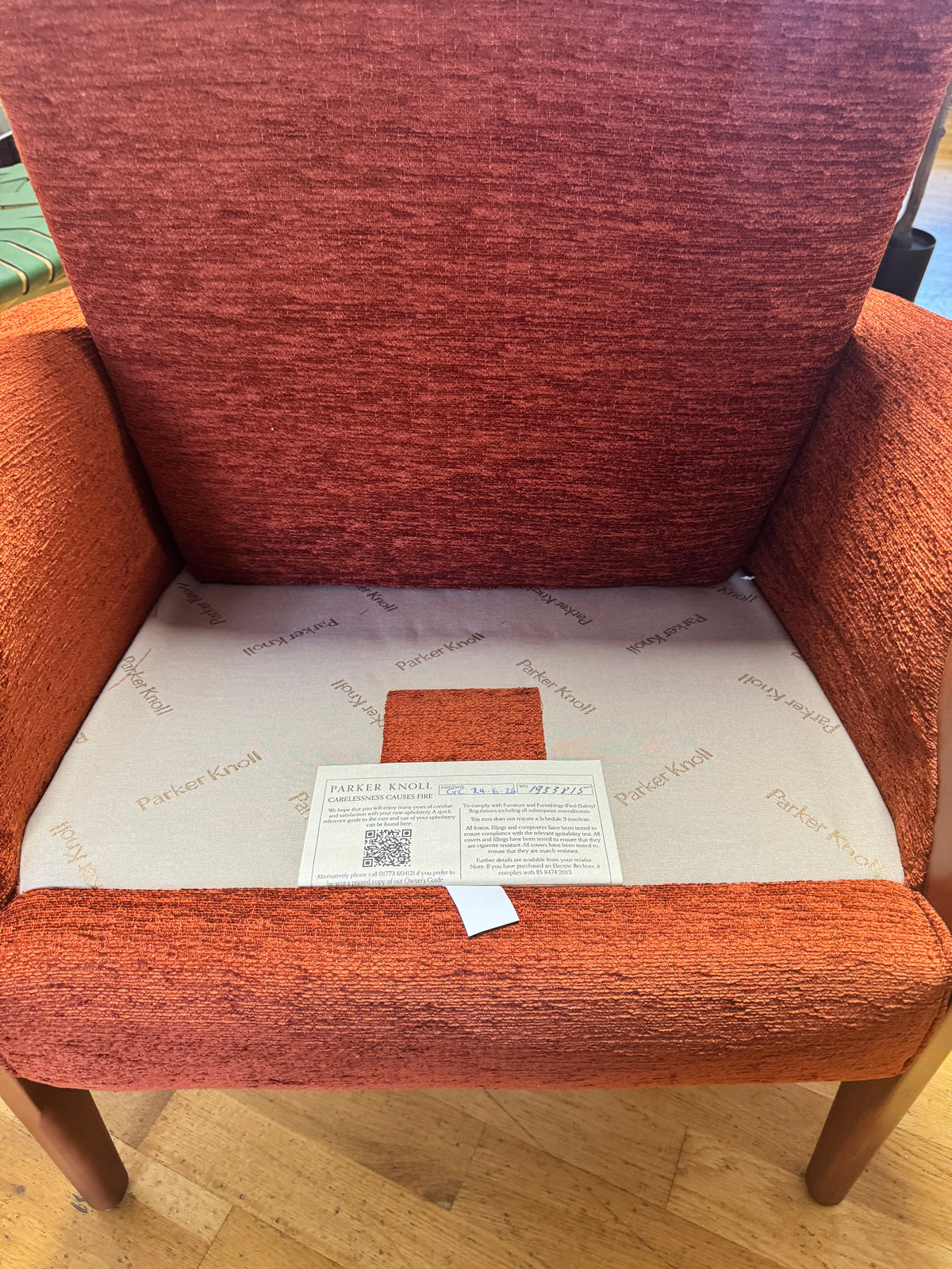 Froxfield petite fireside chair in boucle terracotta fabric