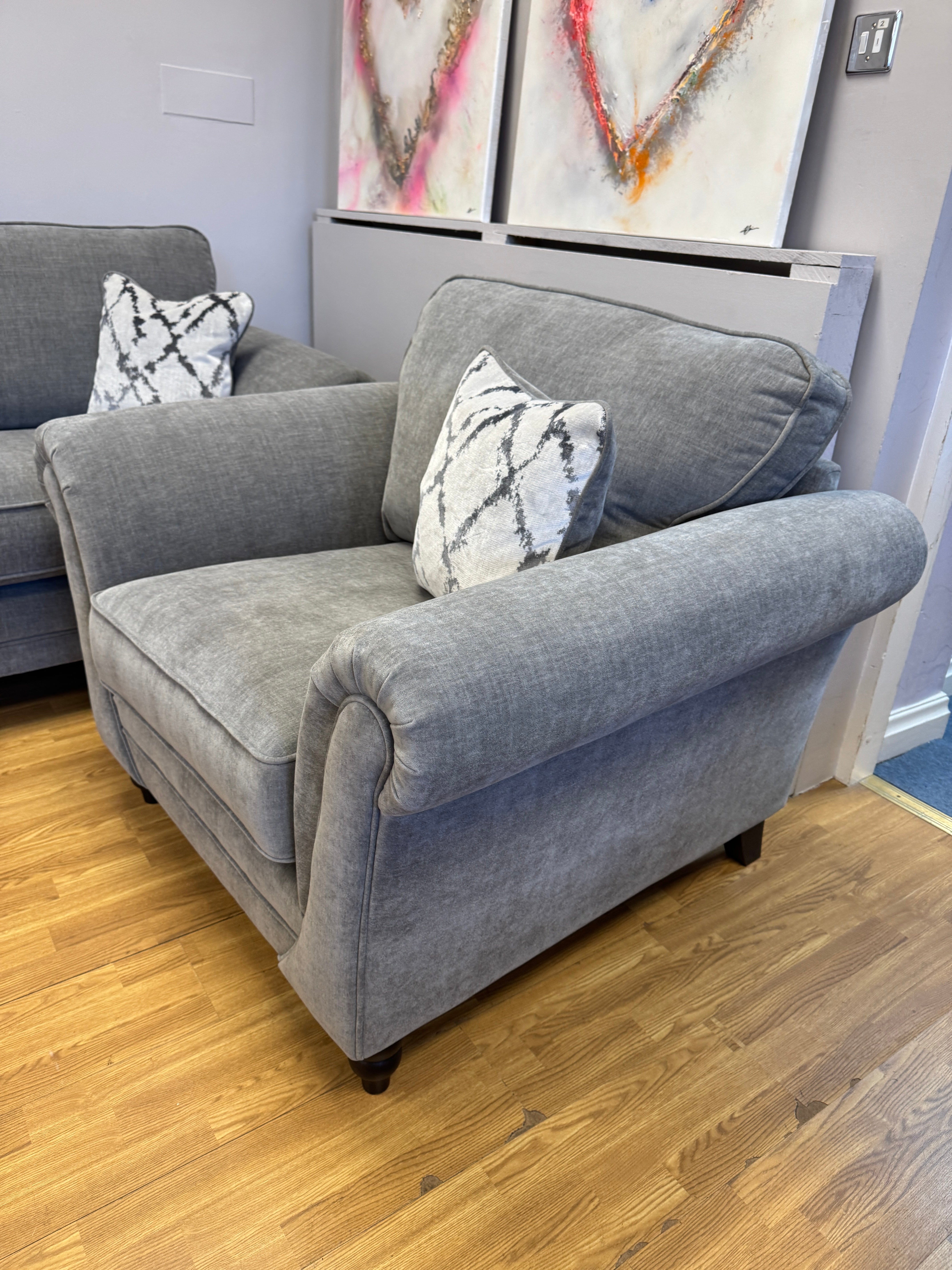 Danbury armchair in Ellis Koala (dark grey) fabric