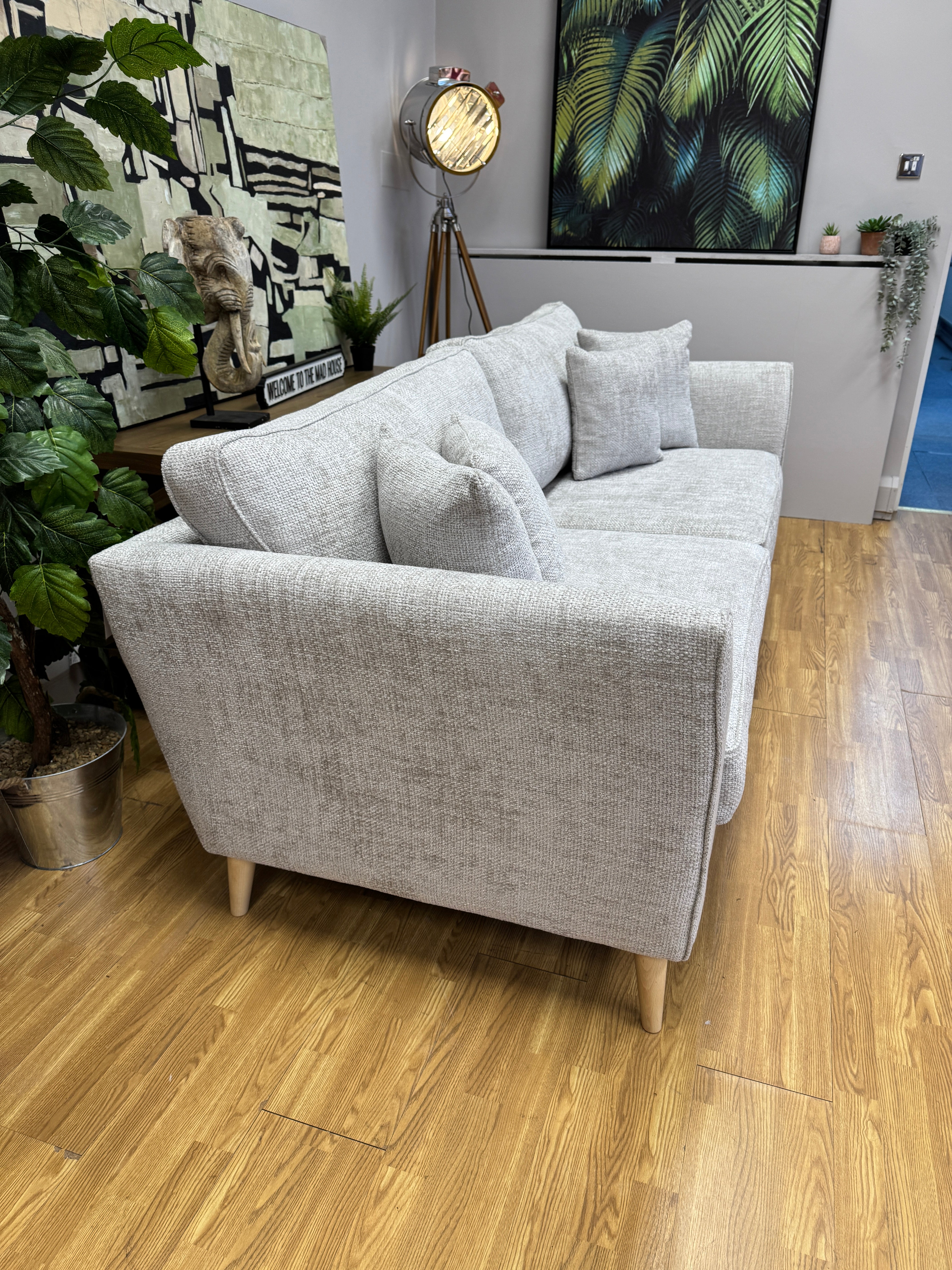 Tabitha from Furniture Village 4 seater sofa in Cream / Ivory chenille cross weave