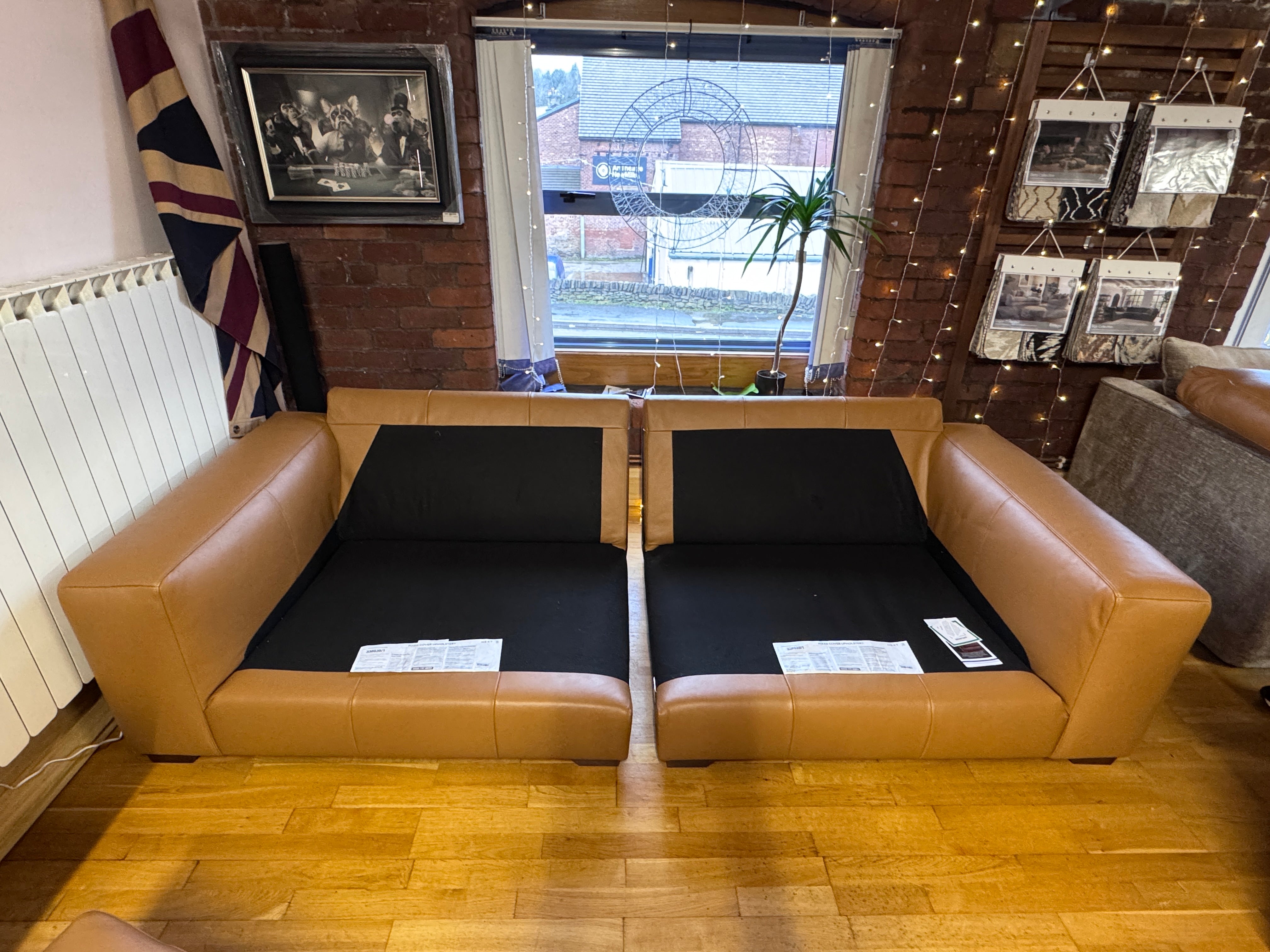 Next Houghton large 4 seater split sofa in Tan Turin leather