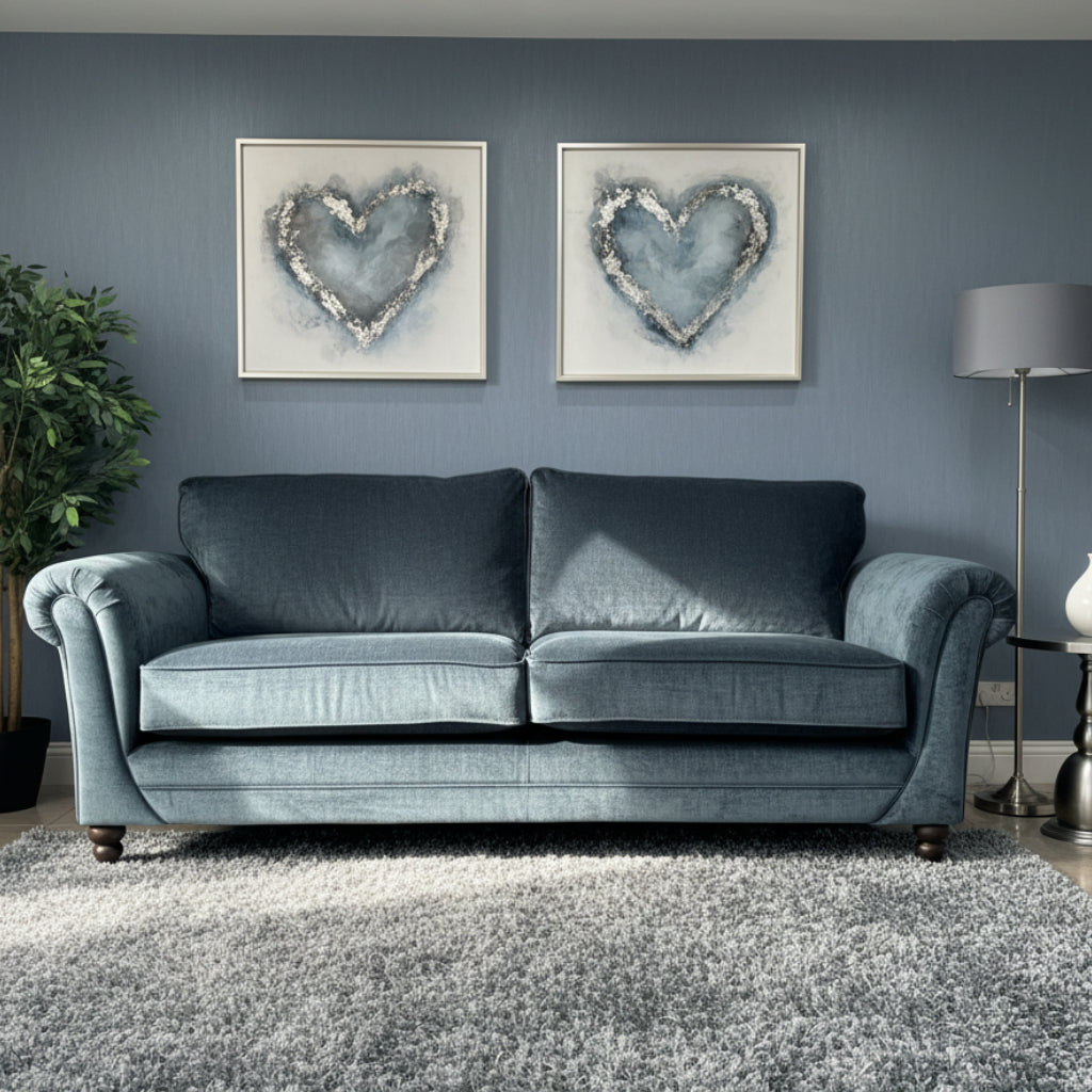 Danbury 4 seater sofa in Dion Capri (teal) chenille fabric