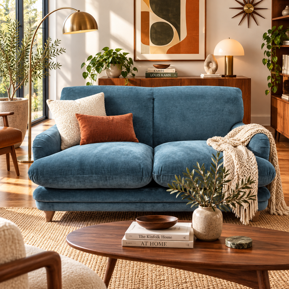 Pudding large sprung back 2 seater sofa in Sopping Seagrass Teal chenille