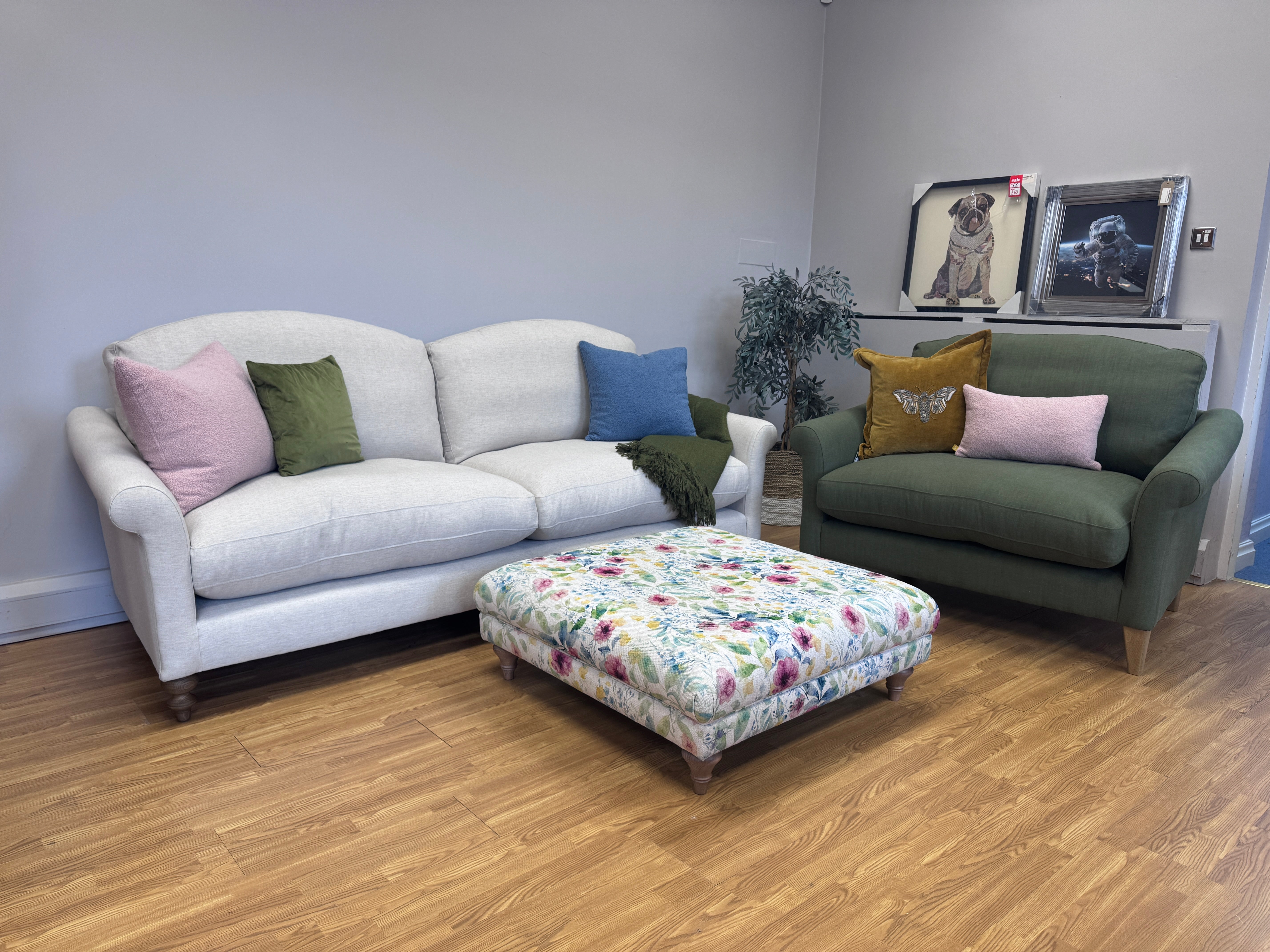 Clover large 4 seater sofa in Natural Linen fabric