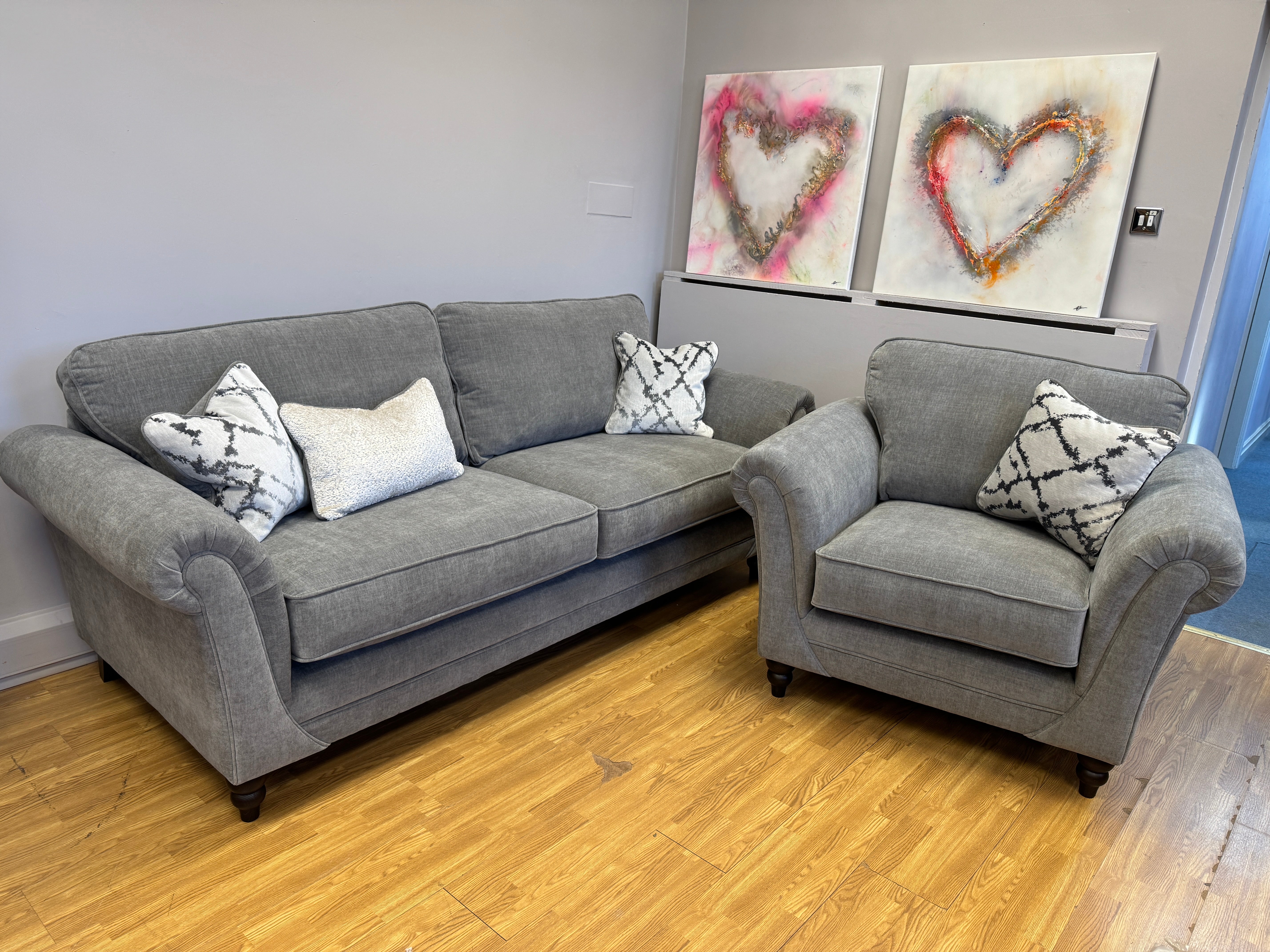 Danbury armchair in Ellis Koala (dark grey) fabric