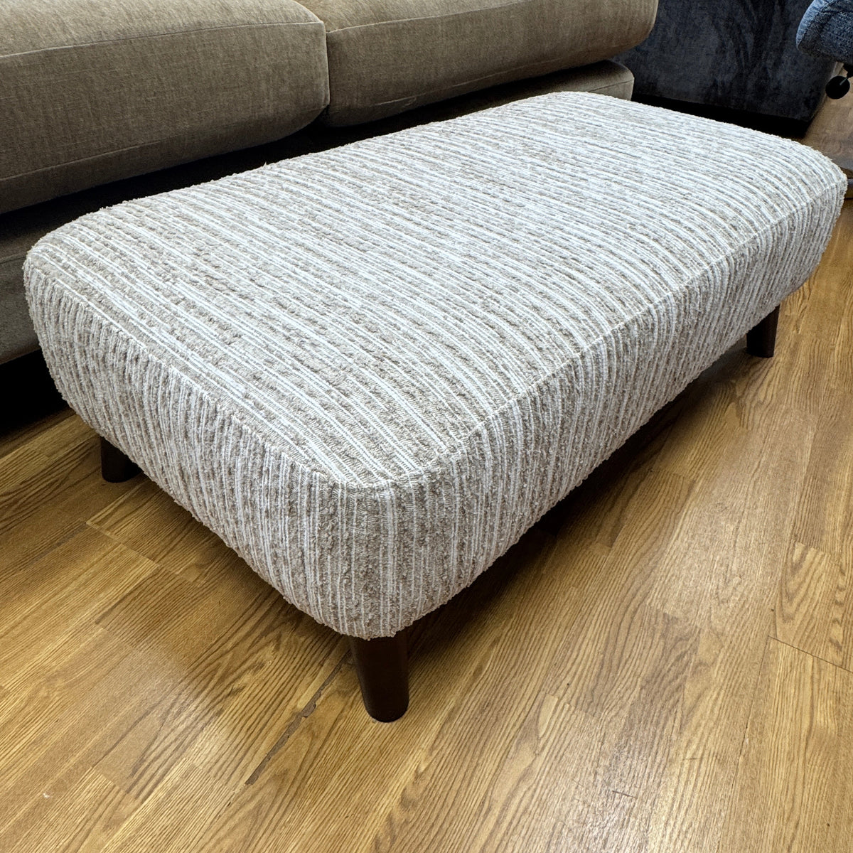 Rowen footstool in ivory haze stripe fabric