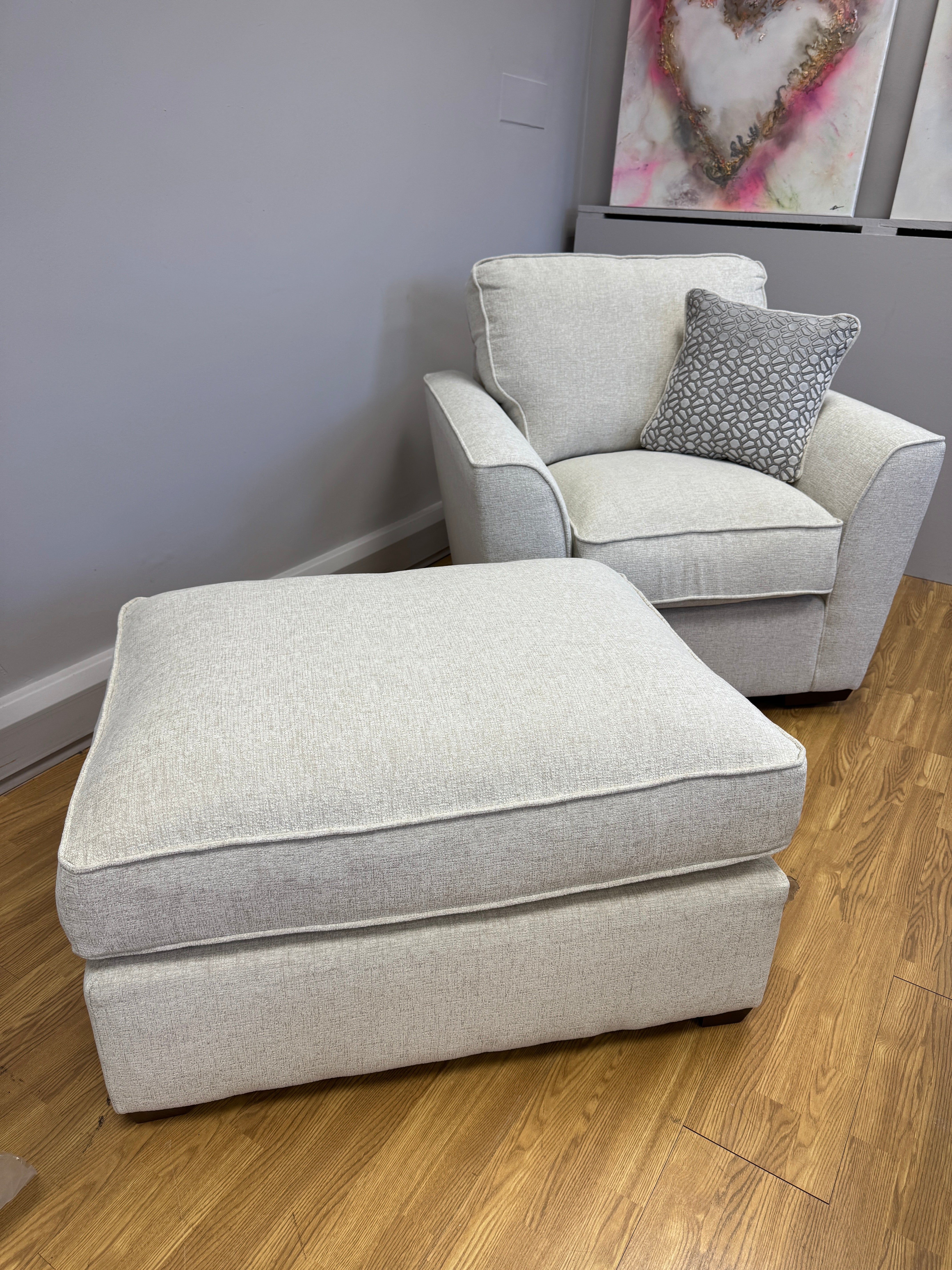 Fantasia large footstool in Lassie Linen fabric