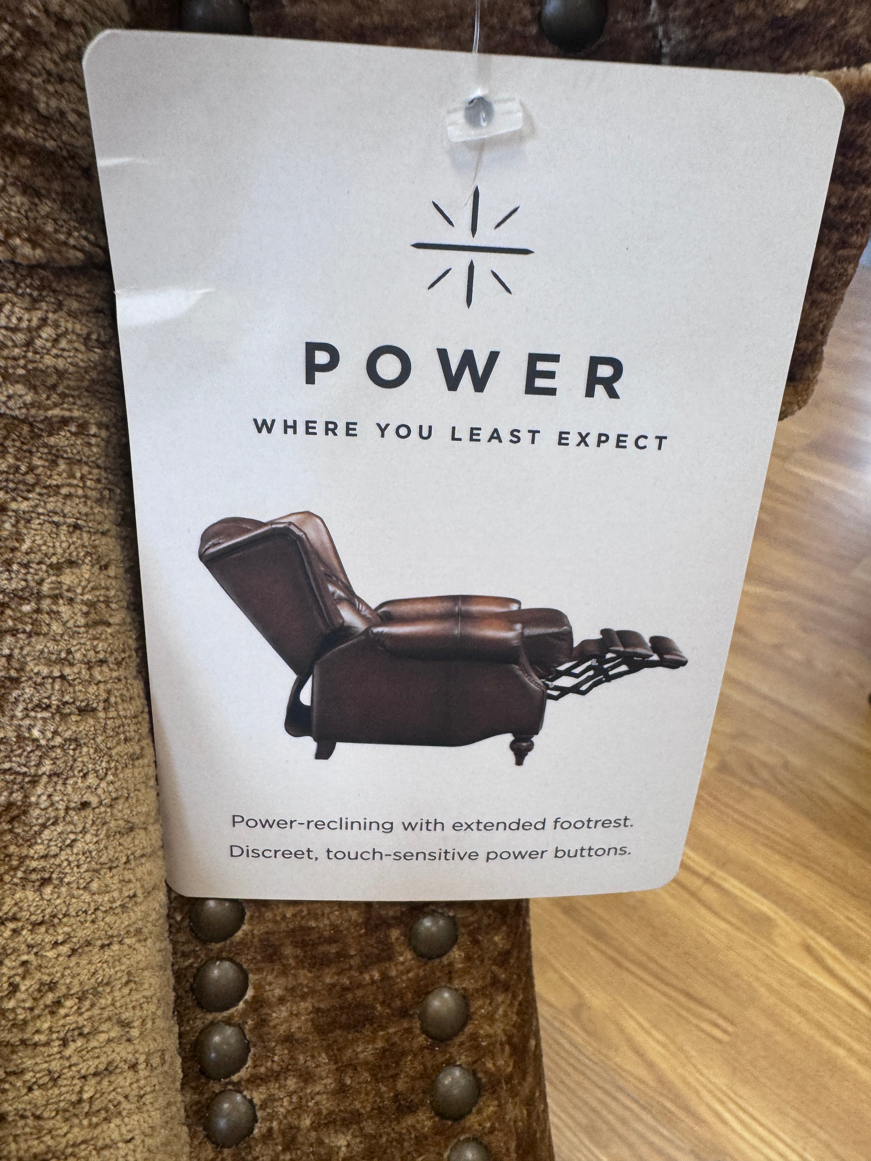 Buckingham electric power reclining armchair in premium harvest fabric