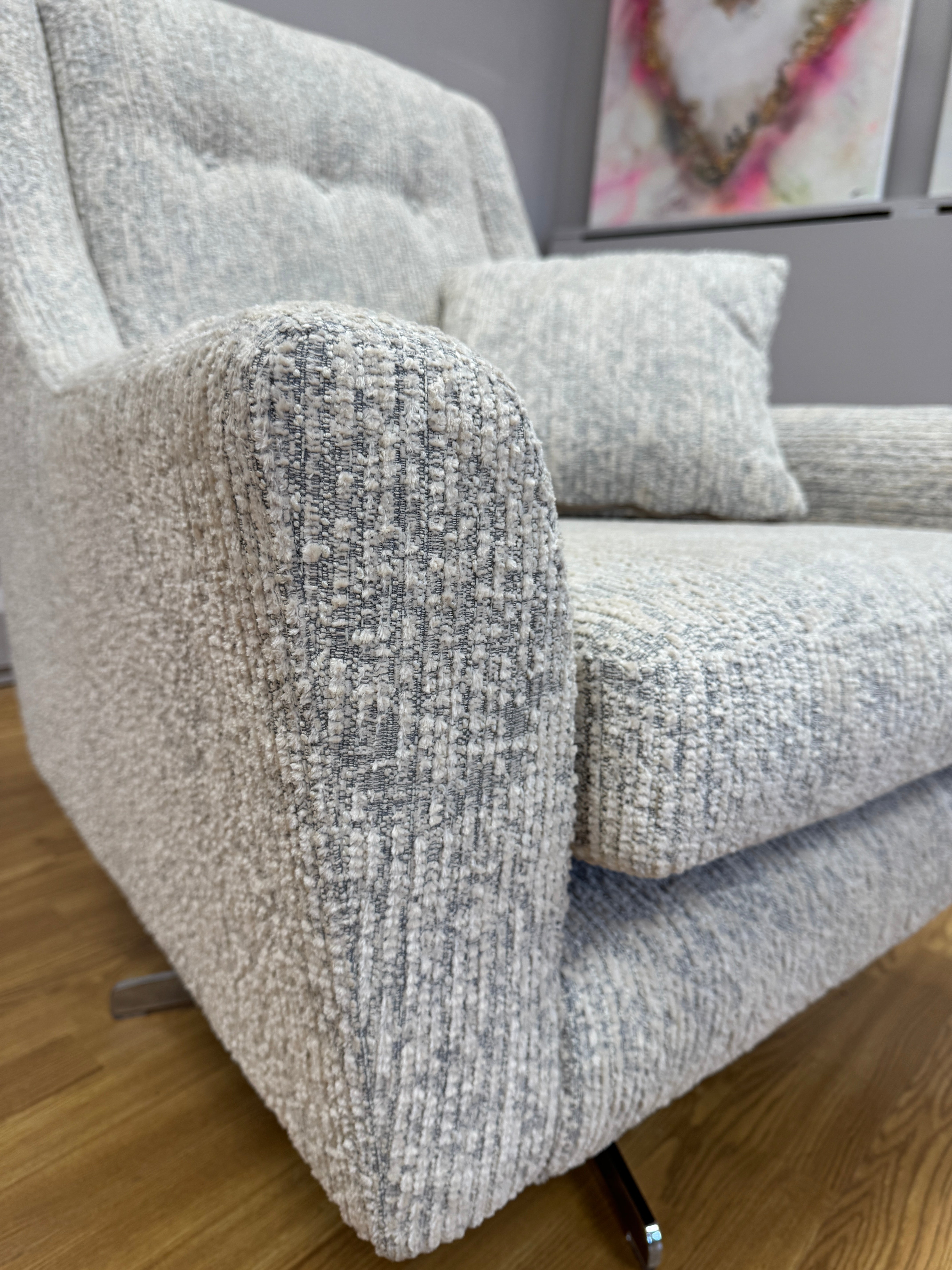 Sinatra large swivel chair in Strato textured boucle fabric