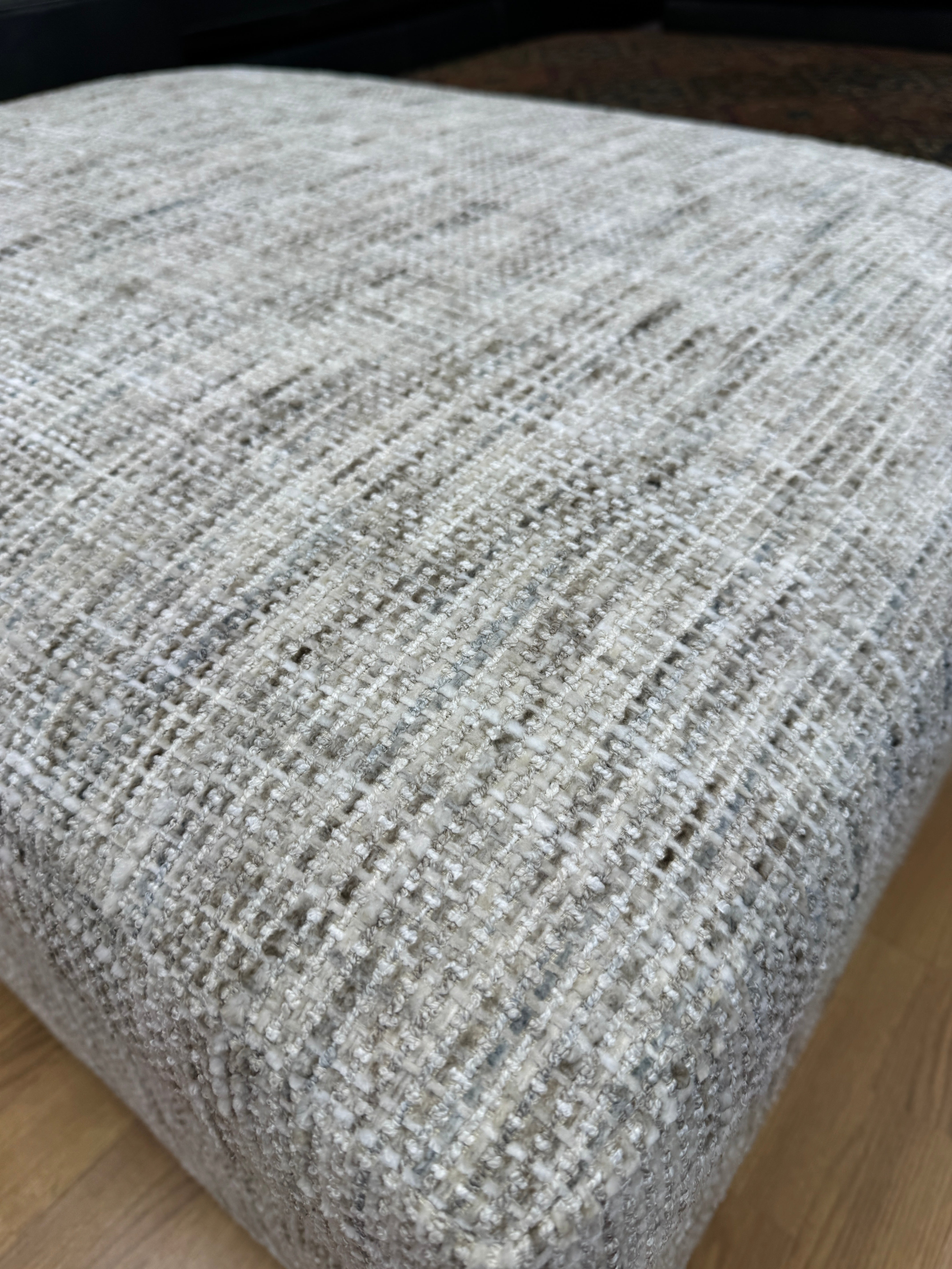 Albers storage footstool in natural basket weave chenille fabric