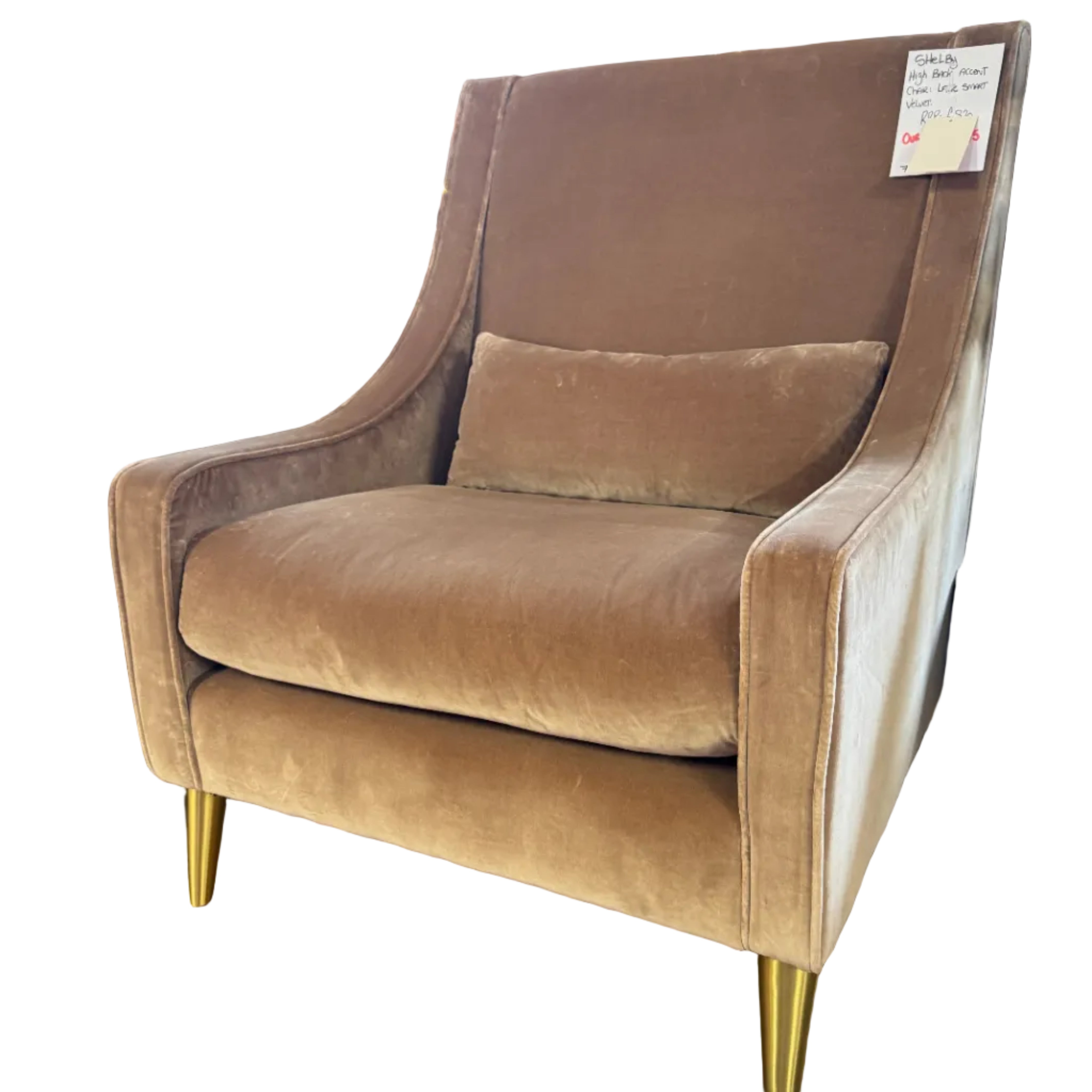 Sofa.com Shelby high back armchair in Cinnamon velvet fabric