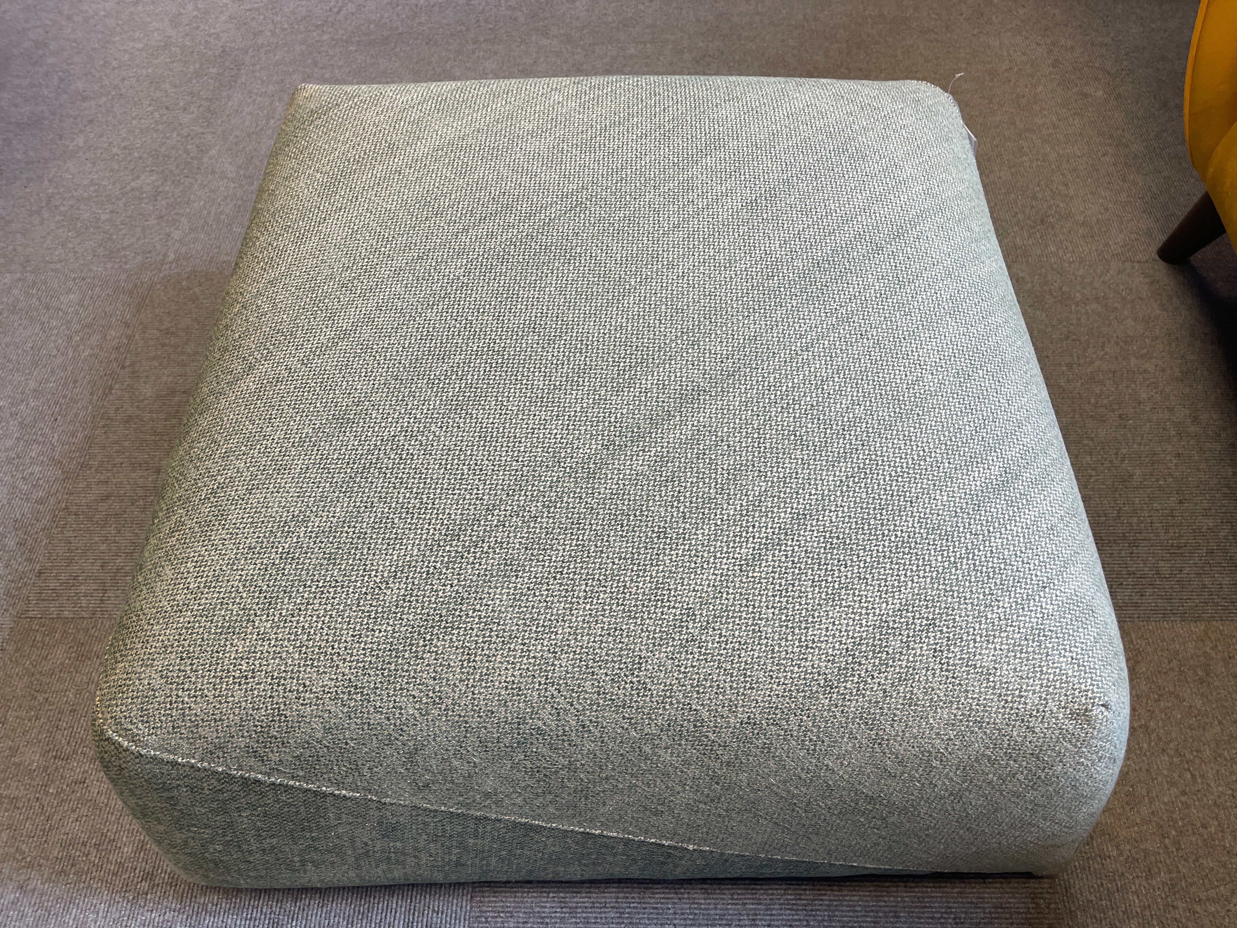 Sample square shape footstool in teal / duck egg weave
