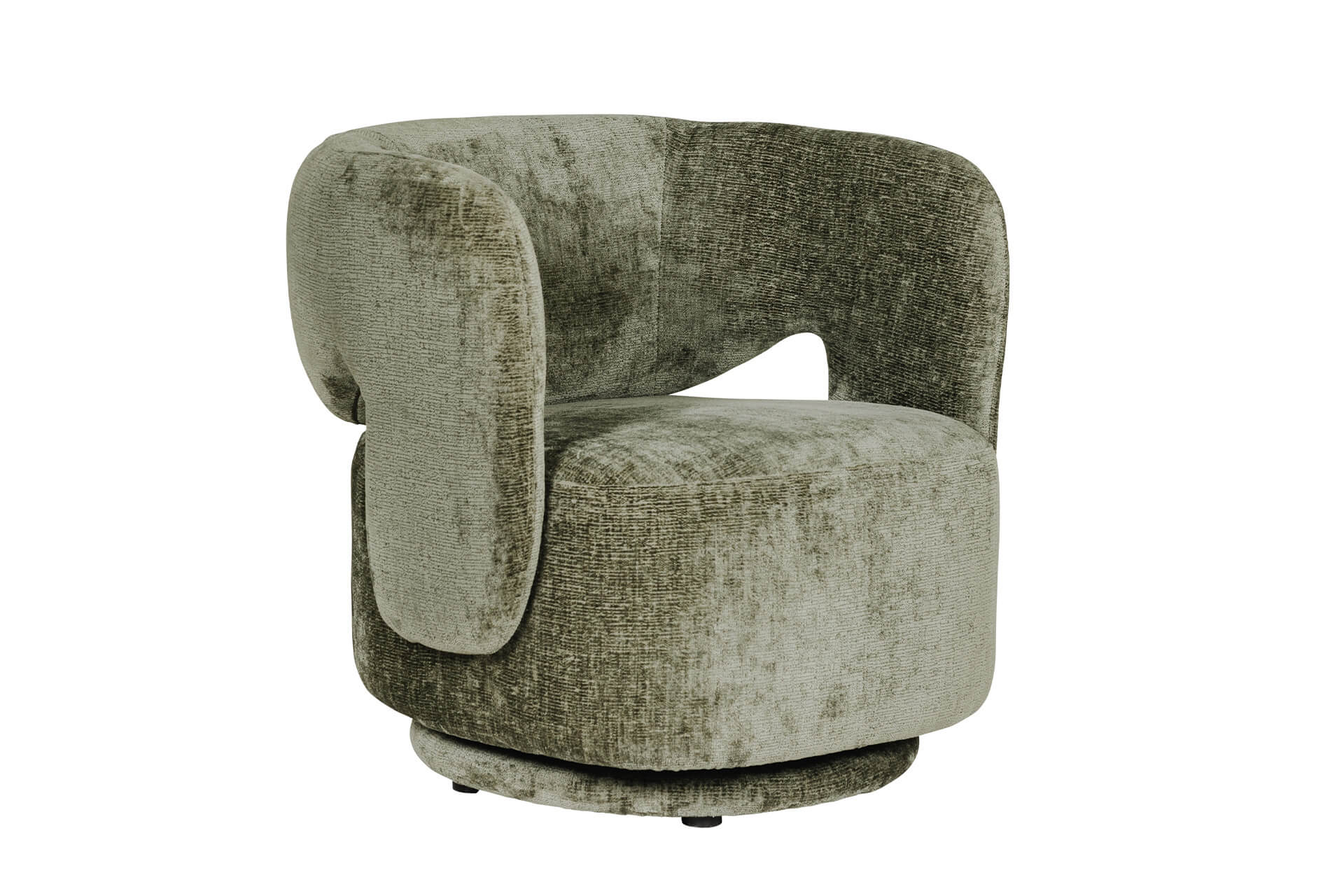 Kia swivel accent chair in stone chenille fabric